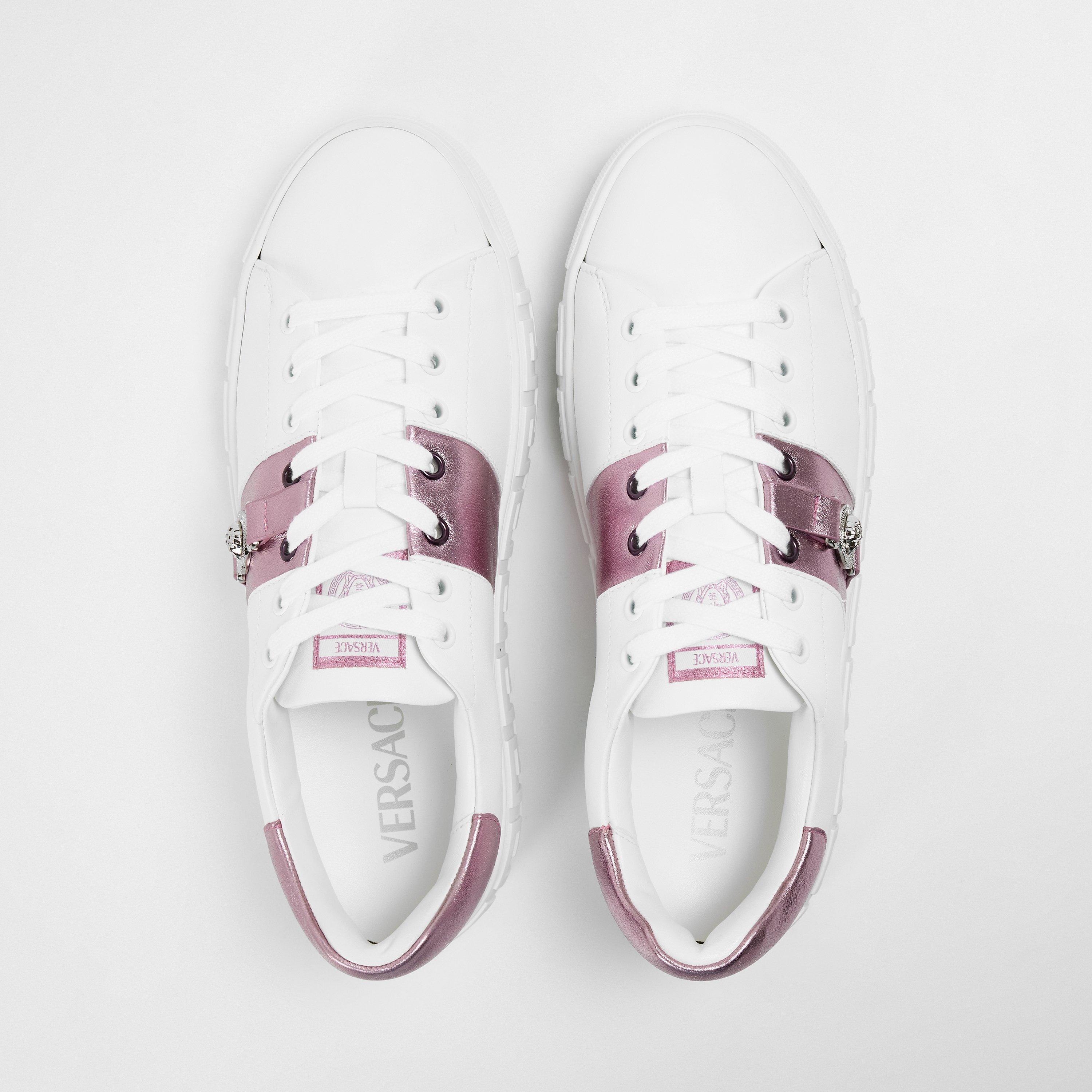 White Pnk - Versace - Women's Logo Low-Top Trainers - 5