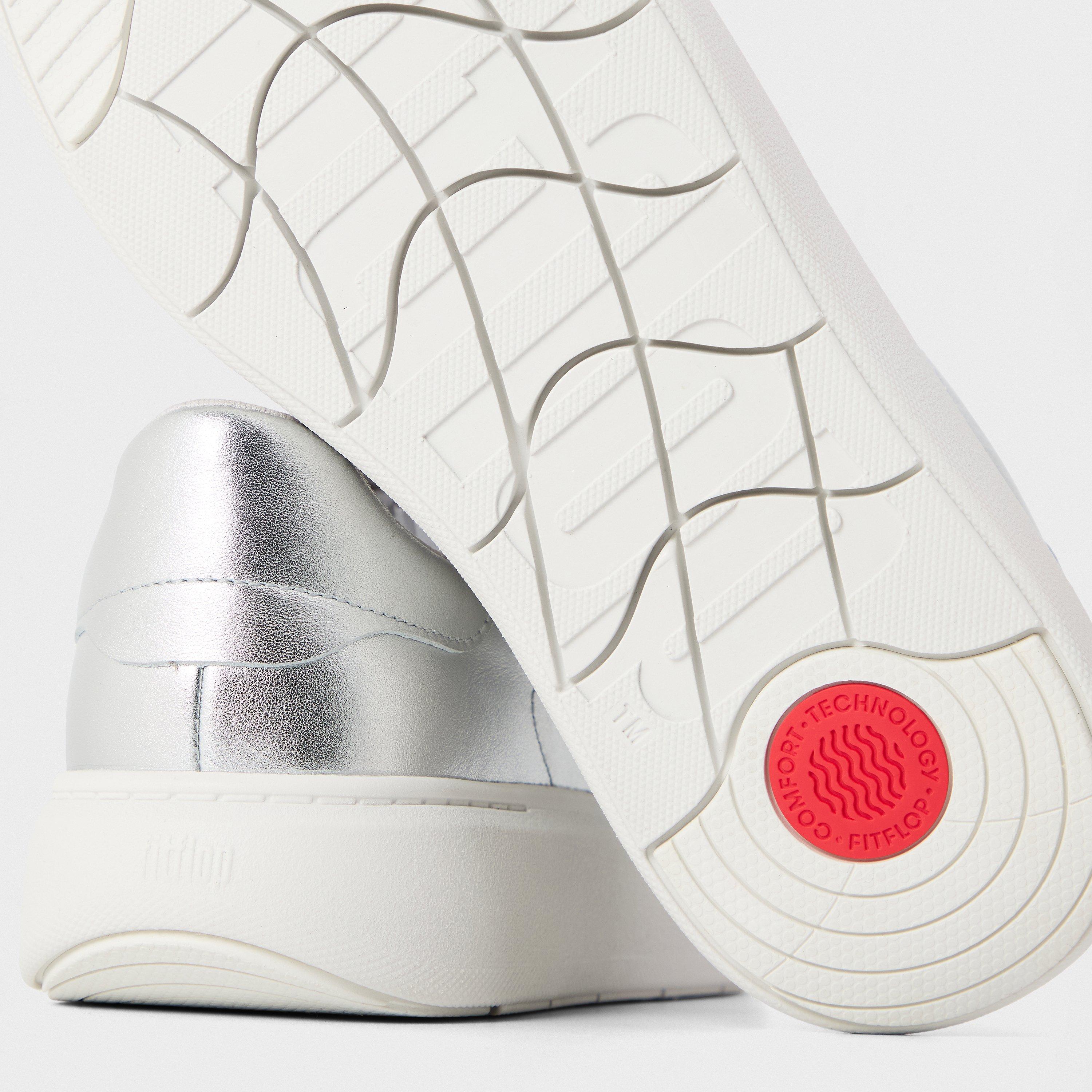 Silver - Fitflop - Women's Metallic Leather Low-Top Trainers - 3