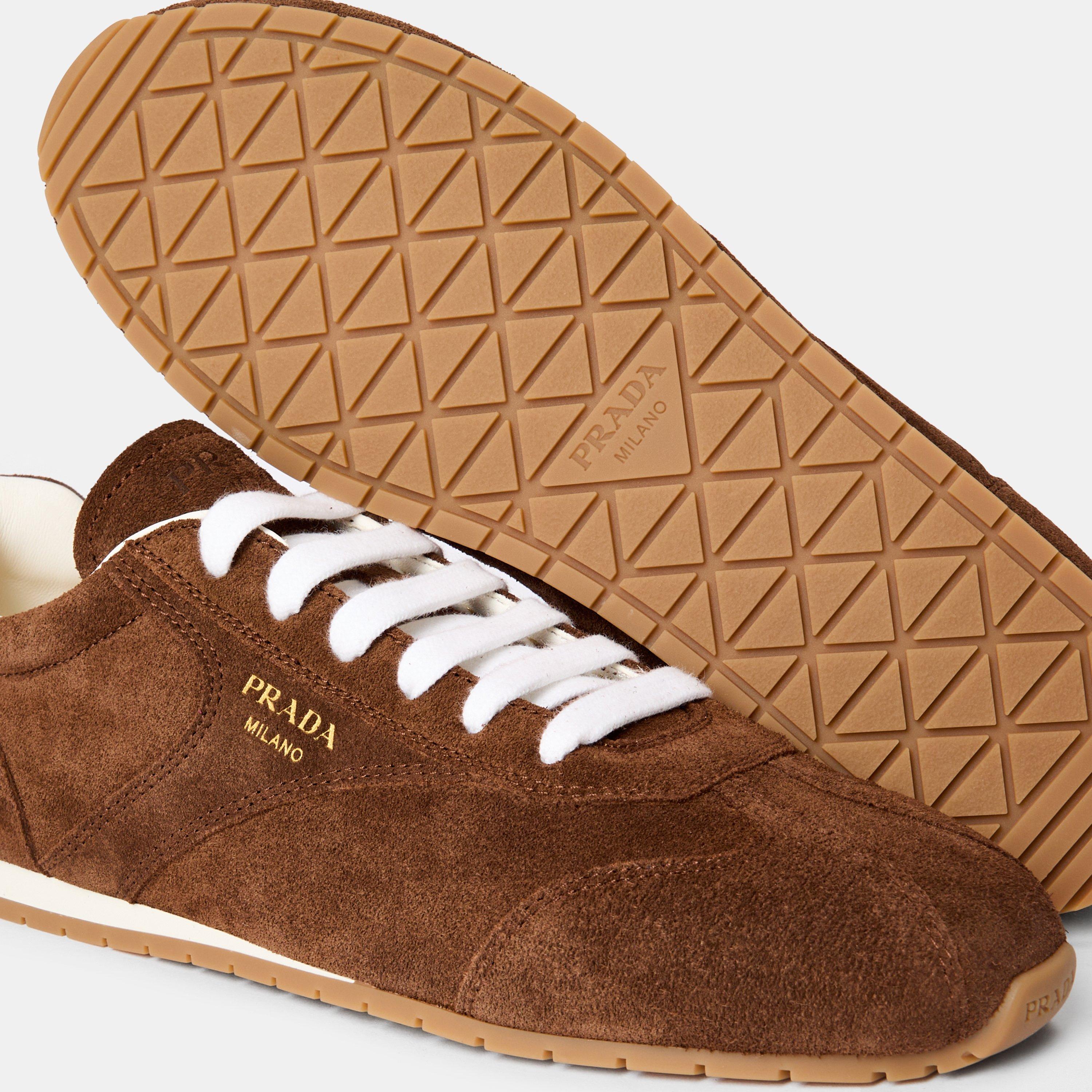 Cacao Suede - Prada - Women's Low-Top Trainers - 4