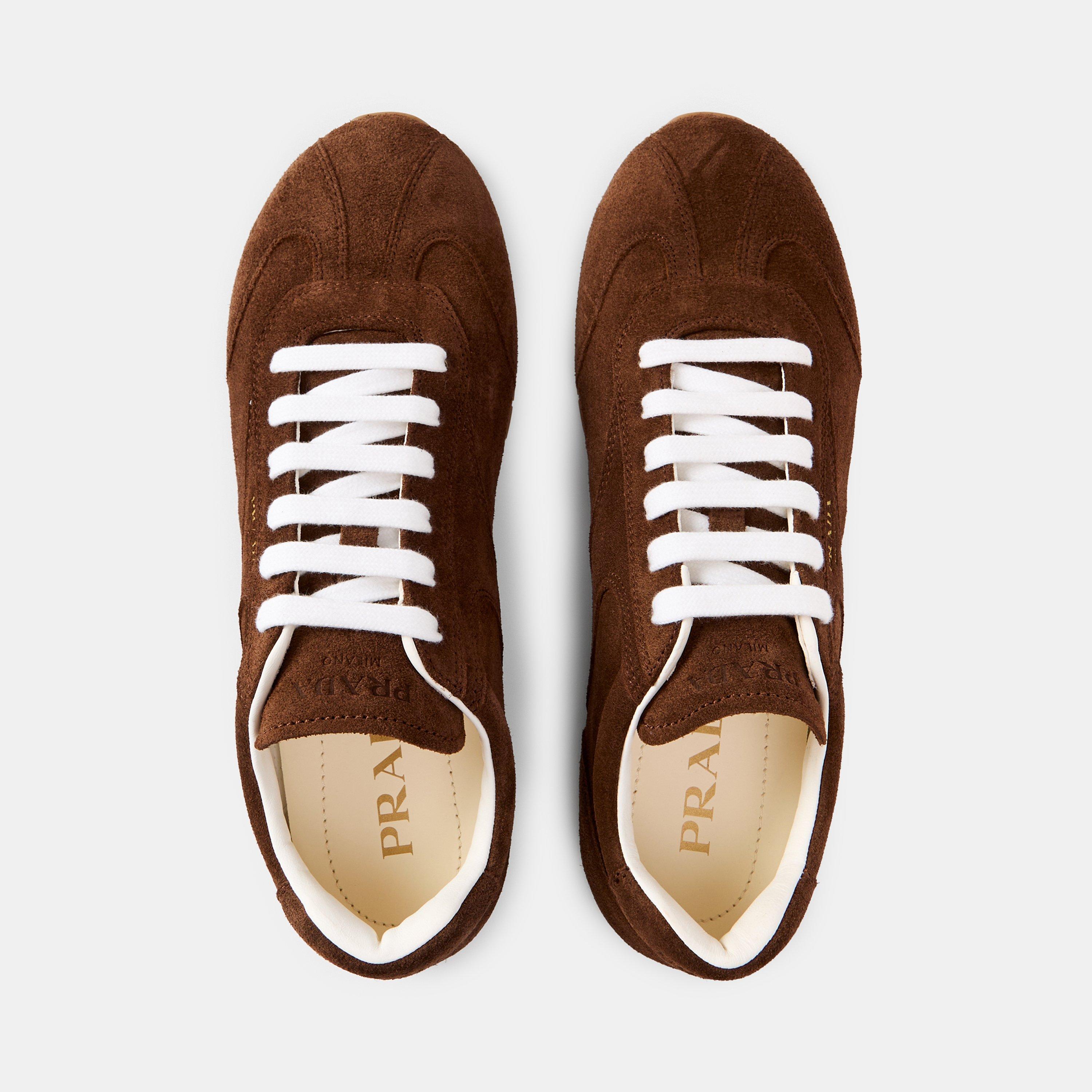 Cacao Suede - Prada - Women's Low-Top Trainers - 5