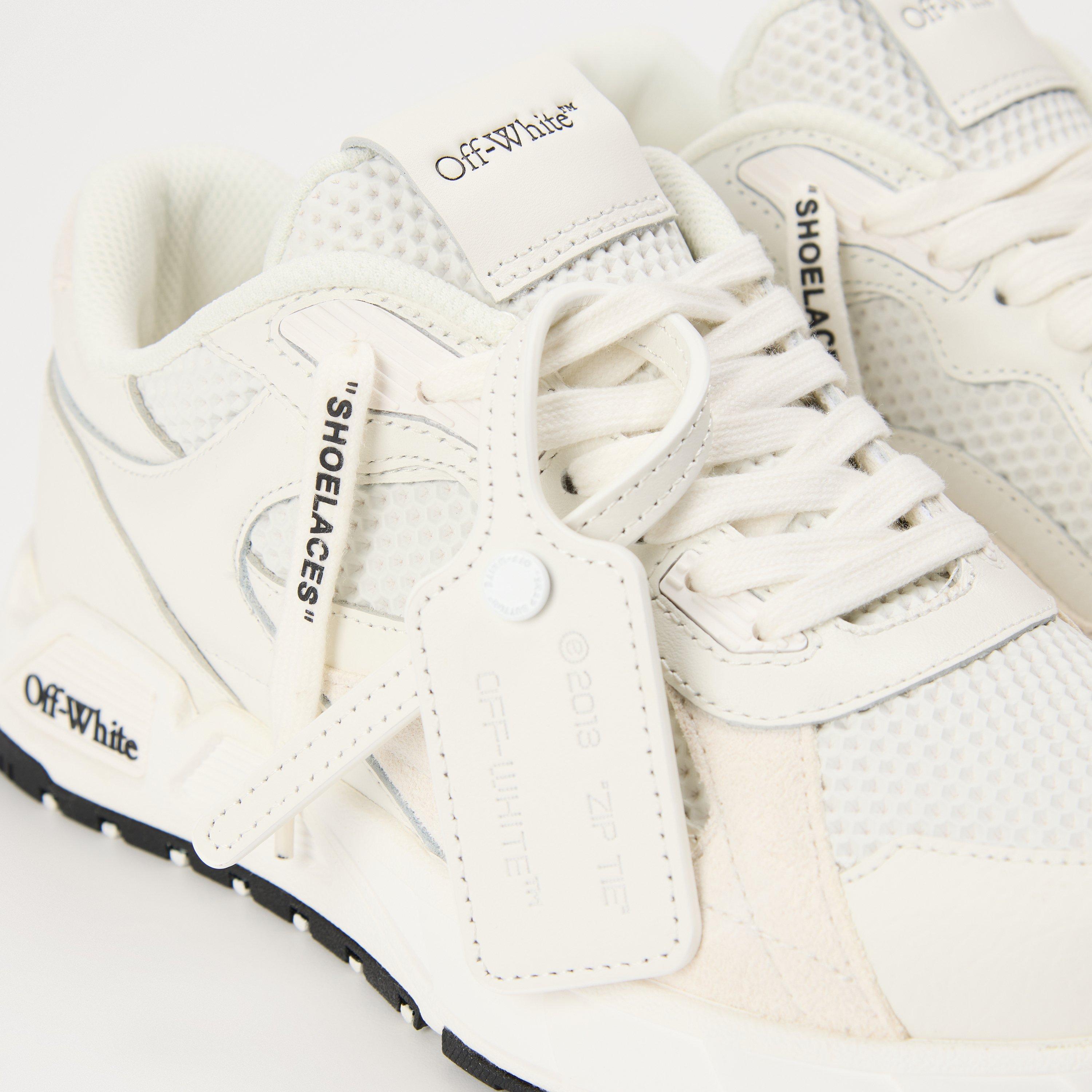 White - Off White - Women's Kick-Off Panelled Sneakers with Zip-Tie Tag - 3