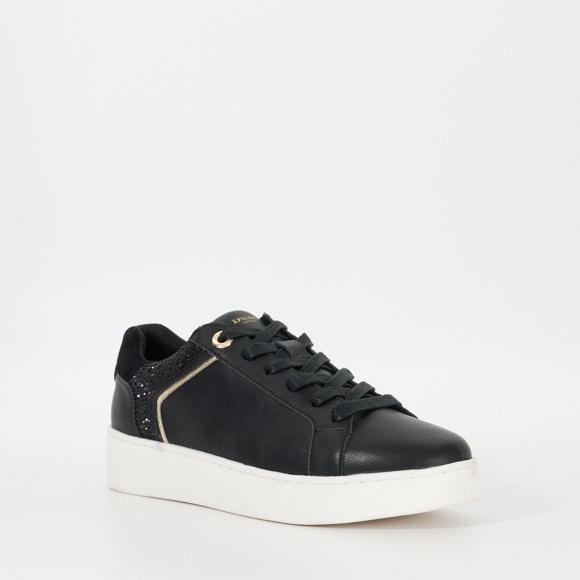 Black Leather - Dune London - Women's Elli Low-Top Trainers - 2