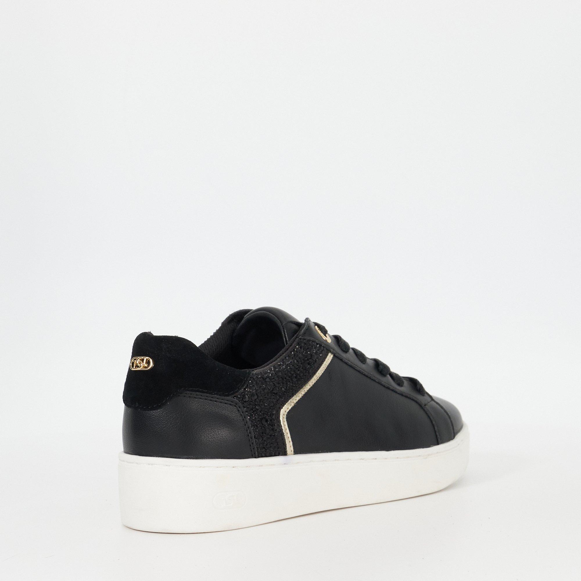 Black Leather - Dune London - Women's Elli Low-Top Trainers - 3