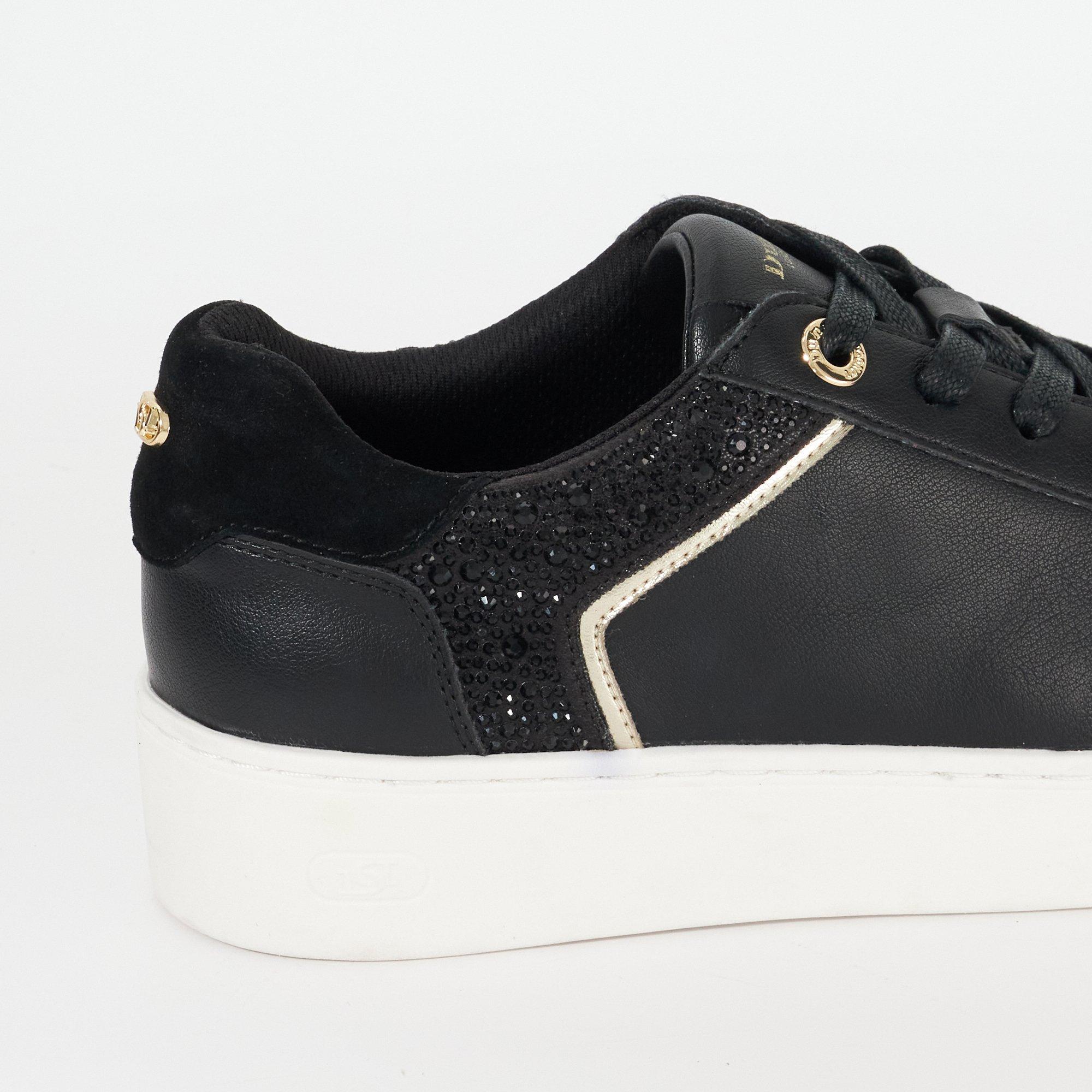 Black Leather - Dune London - Women's Elli Low-Top Trainers - 5