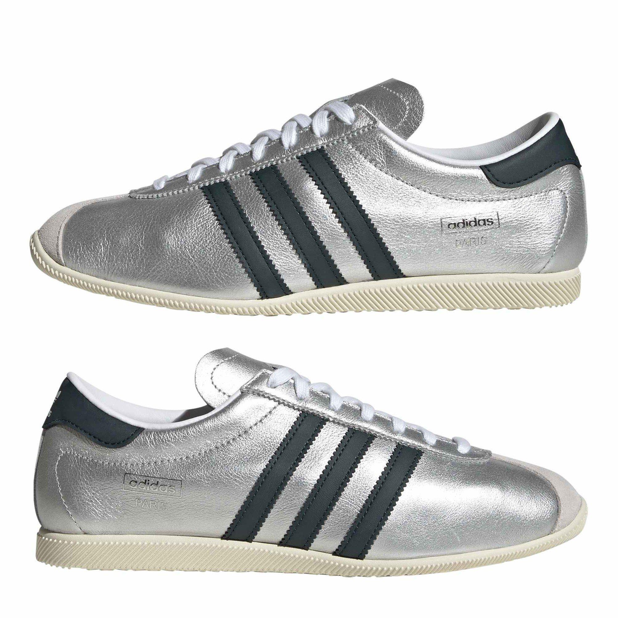 Silver/Green - adidas Originals - Women's Paris Low-Top Trainers - 9
