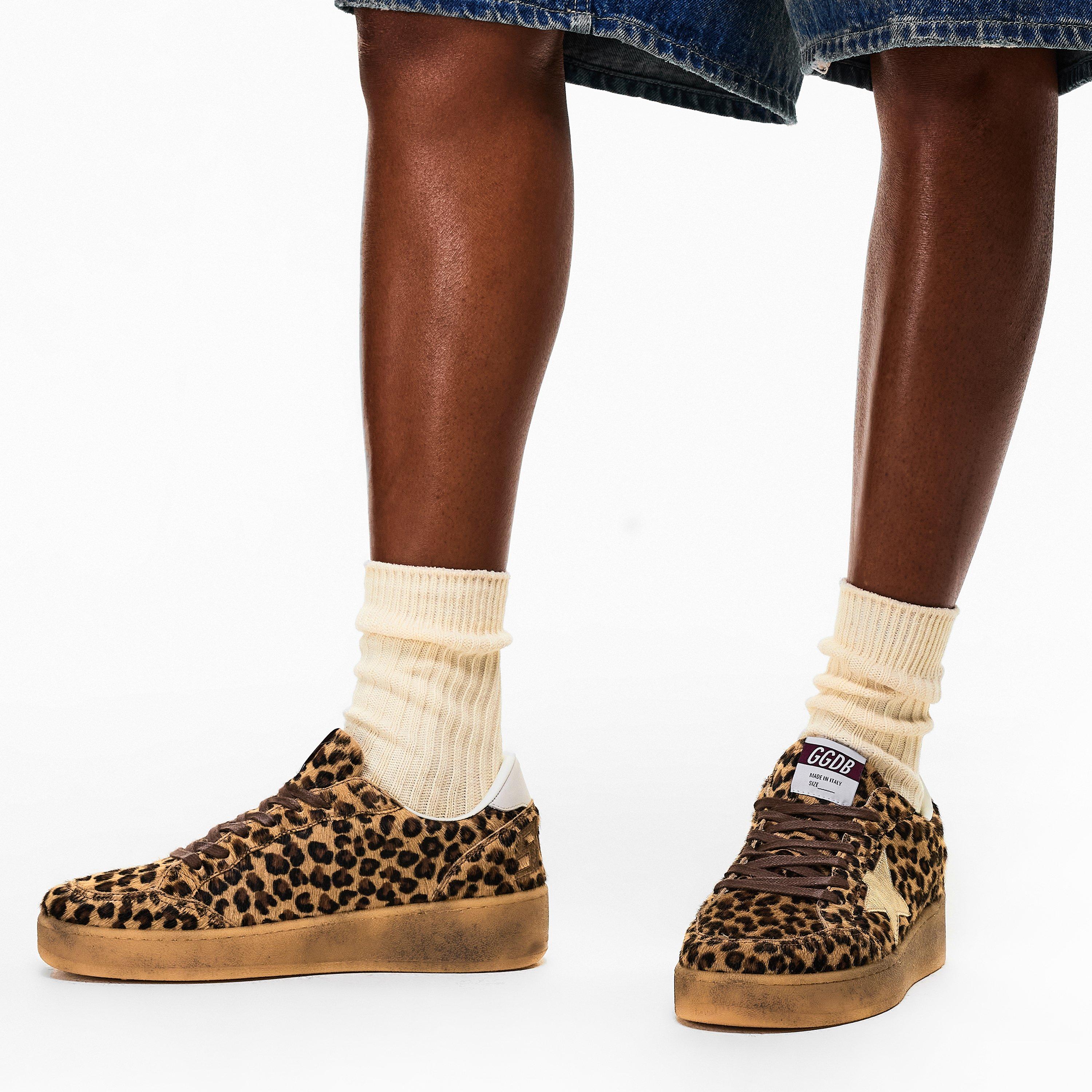 Beige Brown Leo - Golden Goose - Women's BallStar Low-Top Trainers - 3