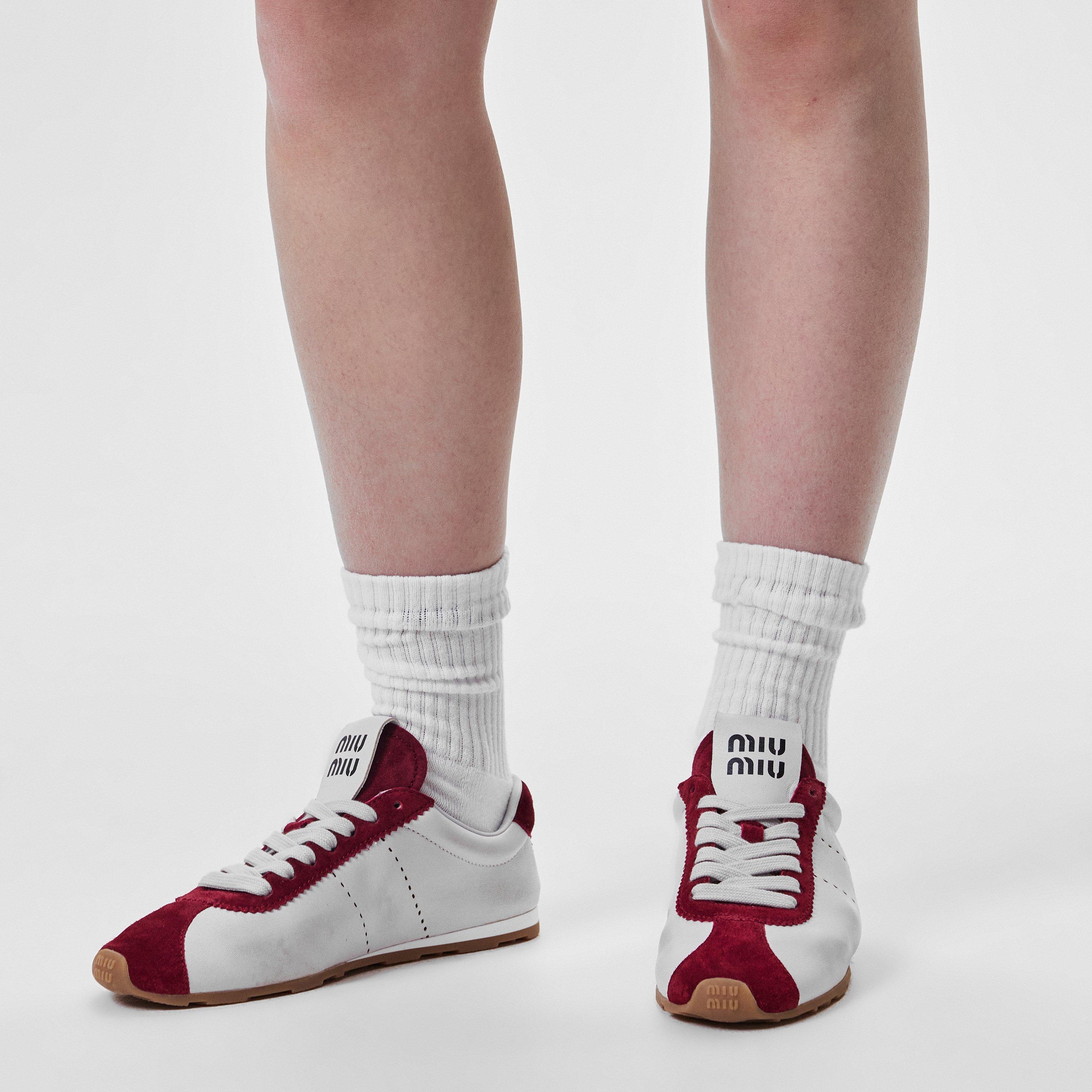White Red - Miu Miu - Women's Plume Low-Top Trainers - 2