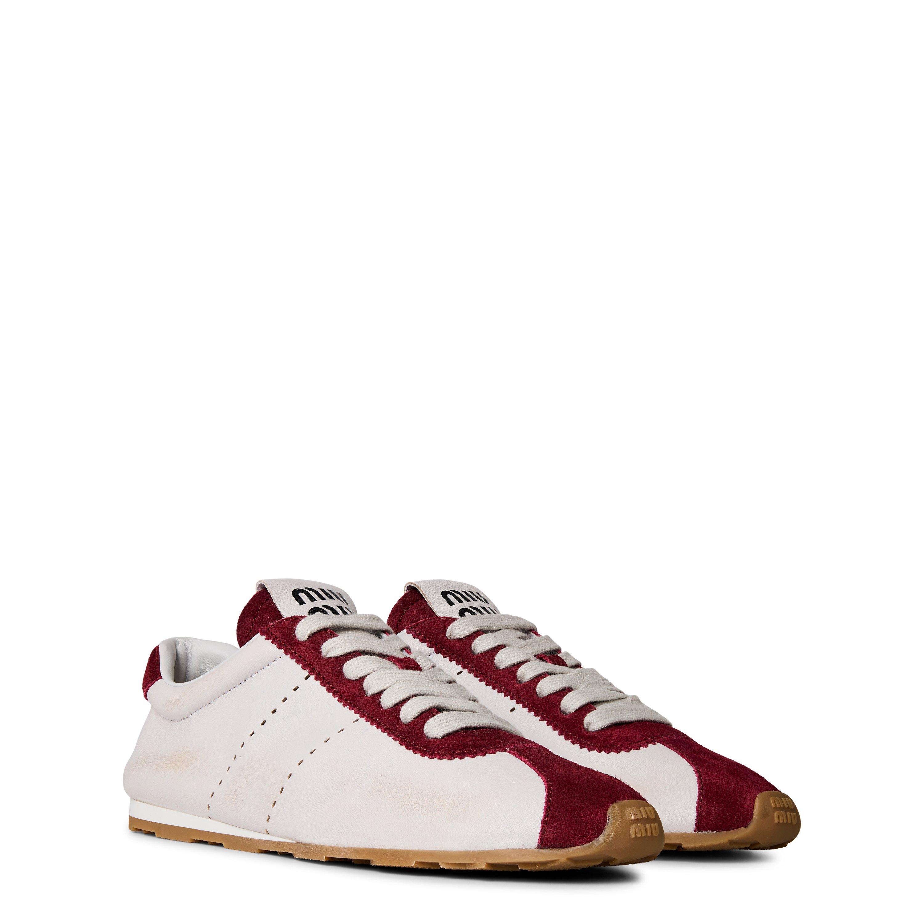 White Red - Miu Miu - Women's Plume Low-Top Trainers - 3