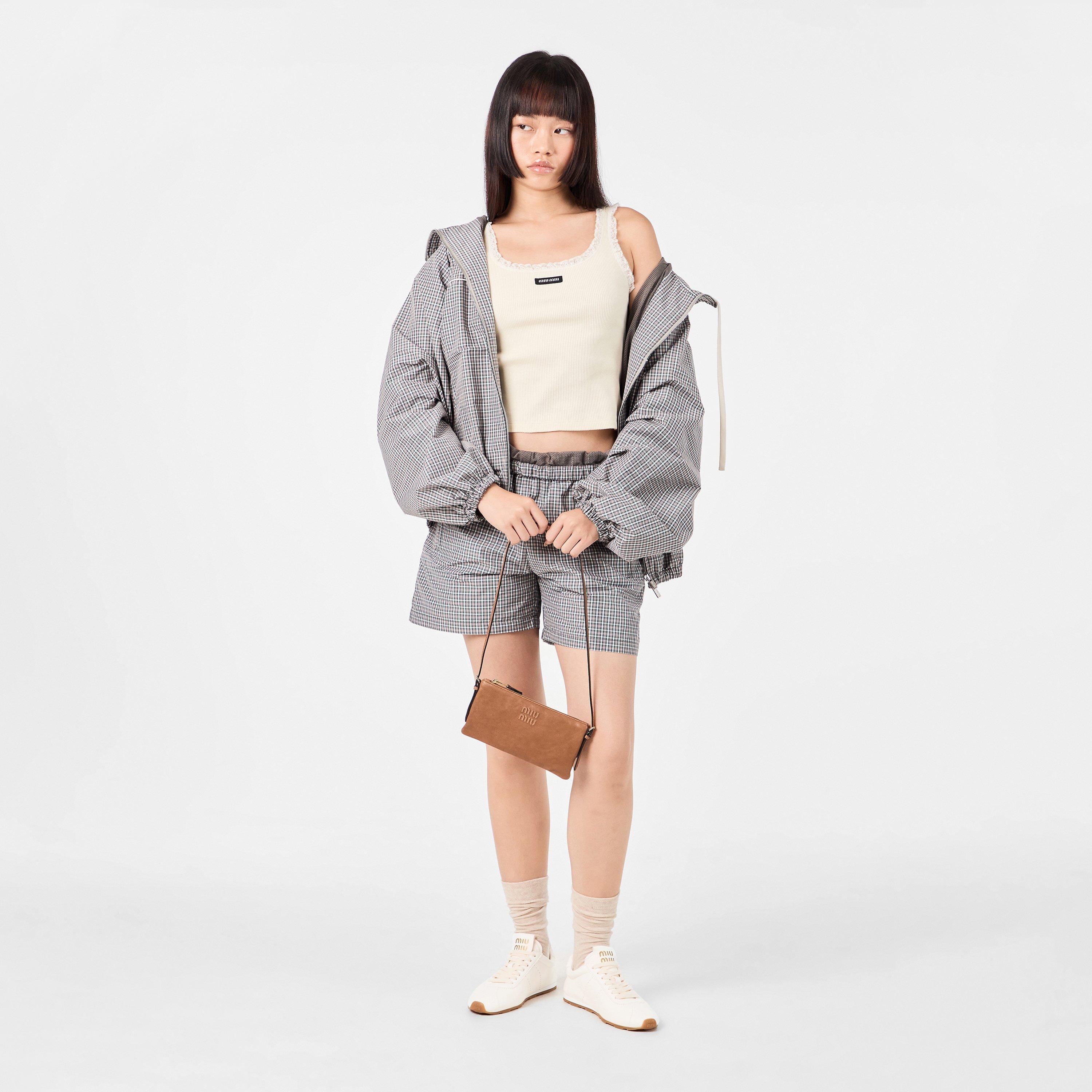 Avorio Leather - Miu Miu - Women's Plume Lace Up Rubber Sole Low-Top Trainers - 6