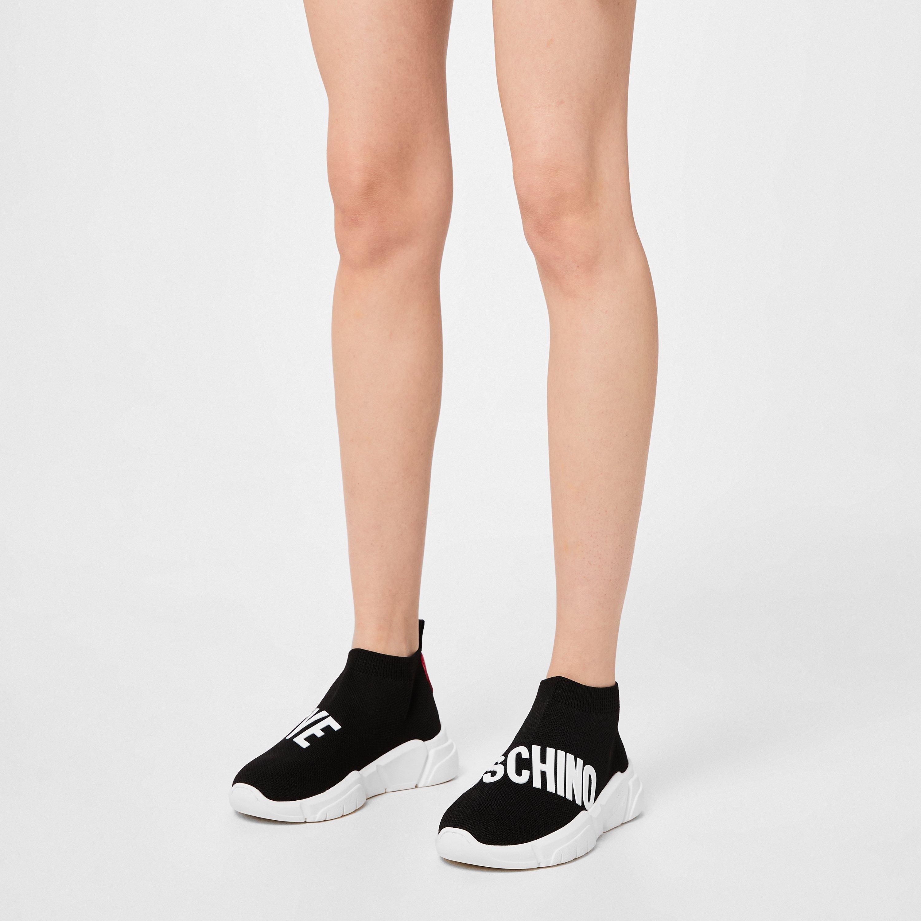 Black 00A - Love Moschino - Logo Strap Sock Trainers - 2