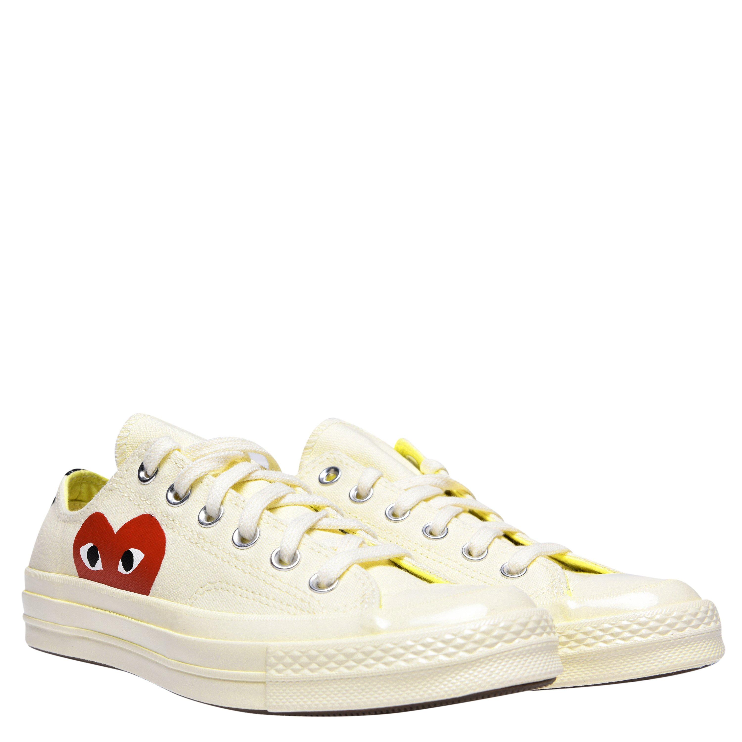White 2 - Comme des Garcons PLAY - X Converse Half Peeping Heart Chuck Taylor 70 Trainers - 4