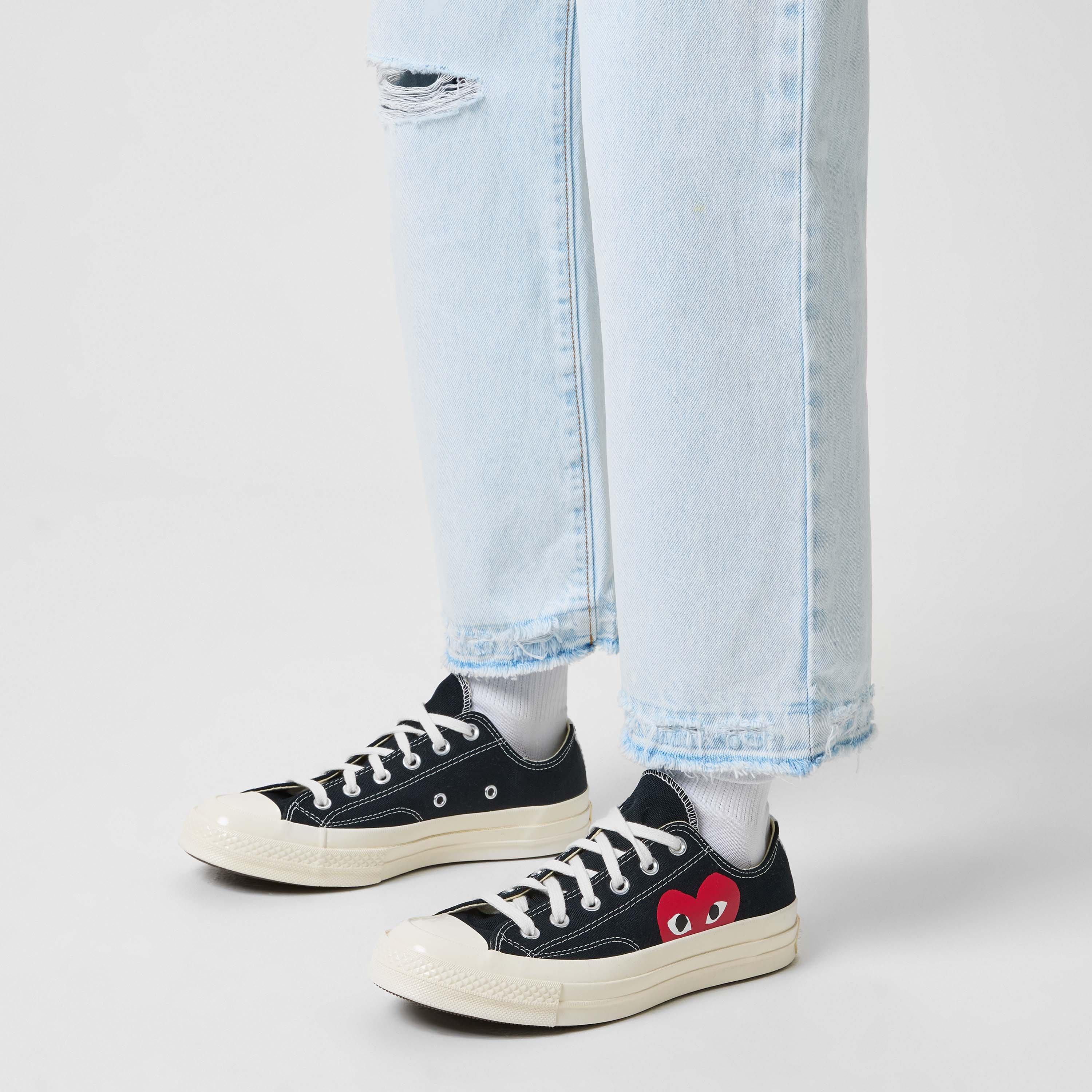 Black 1 - Comme des Garcons PLAY - X Converse Half Peeping Heart Chuck Taylor 70 Trainers - 2