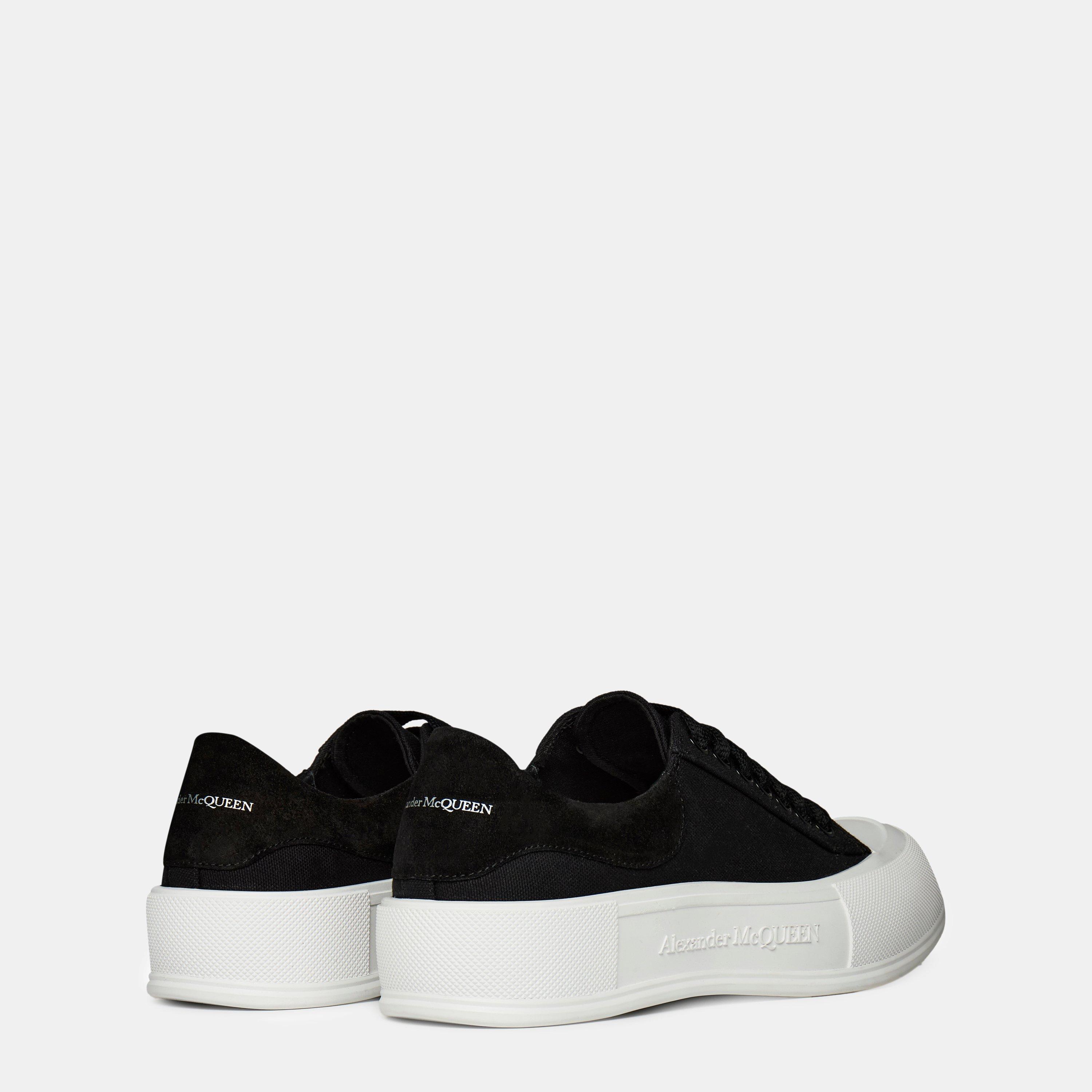 Blk/Wht 1070 - Alexander McQueen - Deck Lace Up Plimsoll Trainers - 5