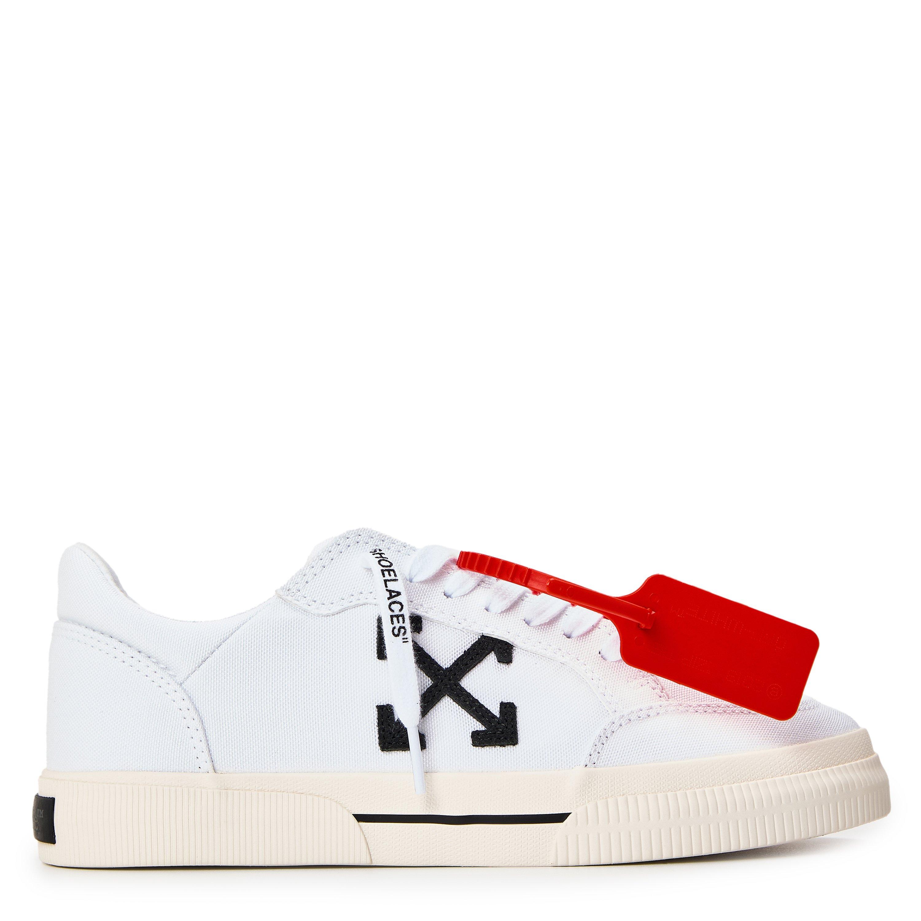 Wht/ Blk - Off White - Women's Low Vulcanised Canvas Trainers, Classic Four Arrows Sneakers - 1