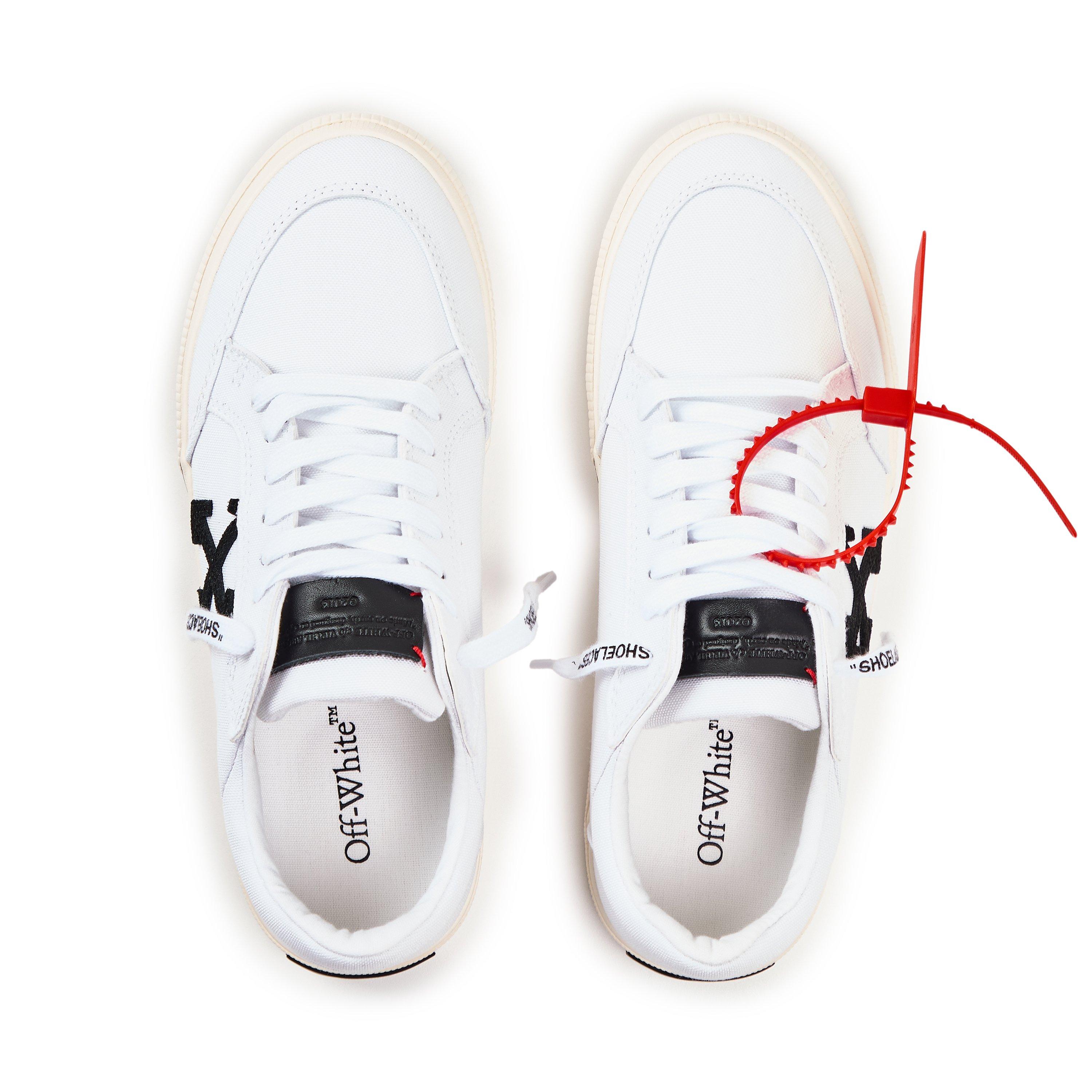Wht/ Blk - Off White - Women's Low Vulcanised Canvas Trainers, Classic Four Arrows Sneakers - 5