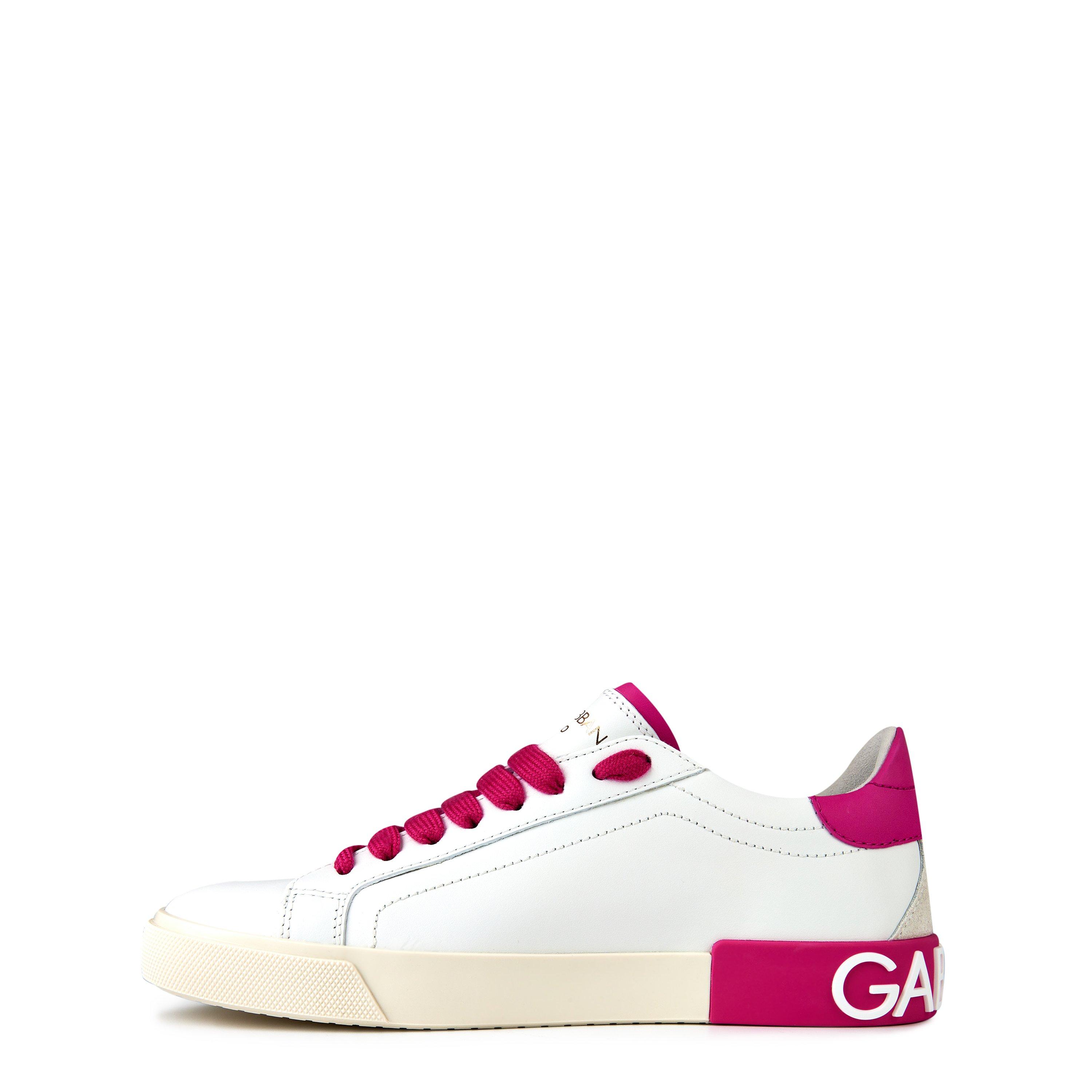 White Pink - Dolce and Gabbana - Calfskin Portofino Sneakers - 3