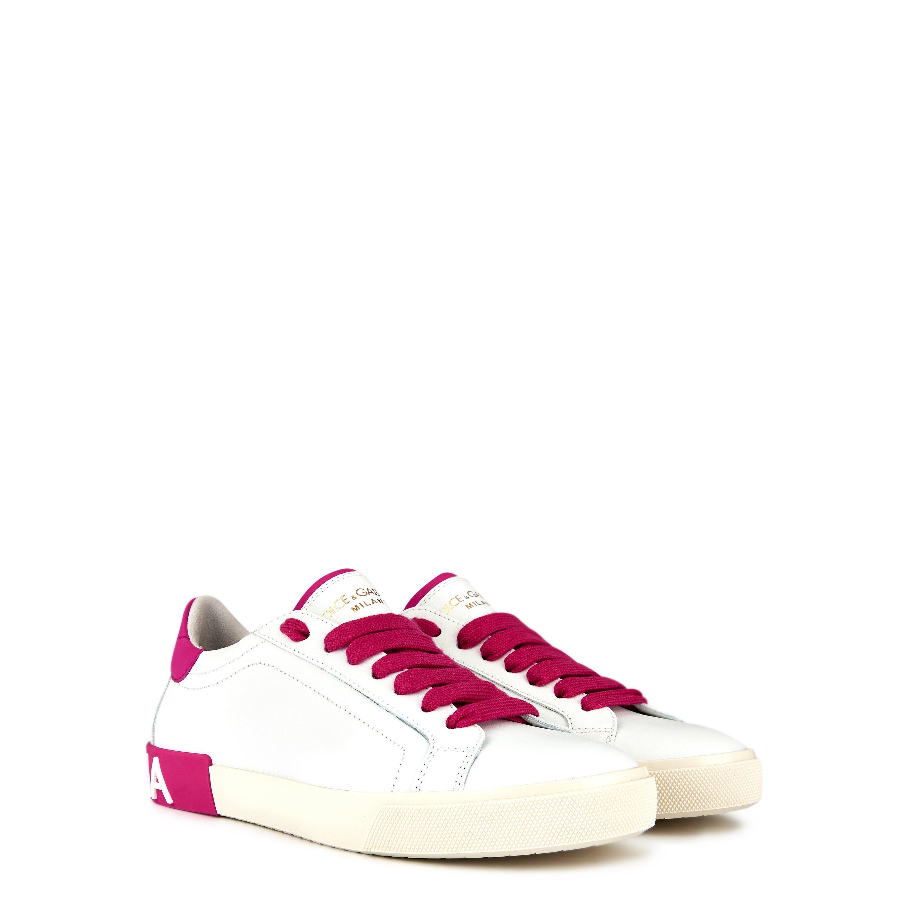 White Pink - Dolce and Gabbana - Calfskin Portofino Sneakers - 4