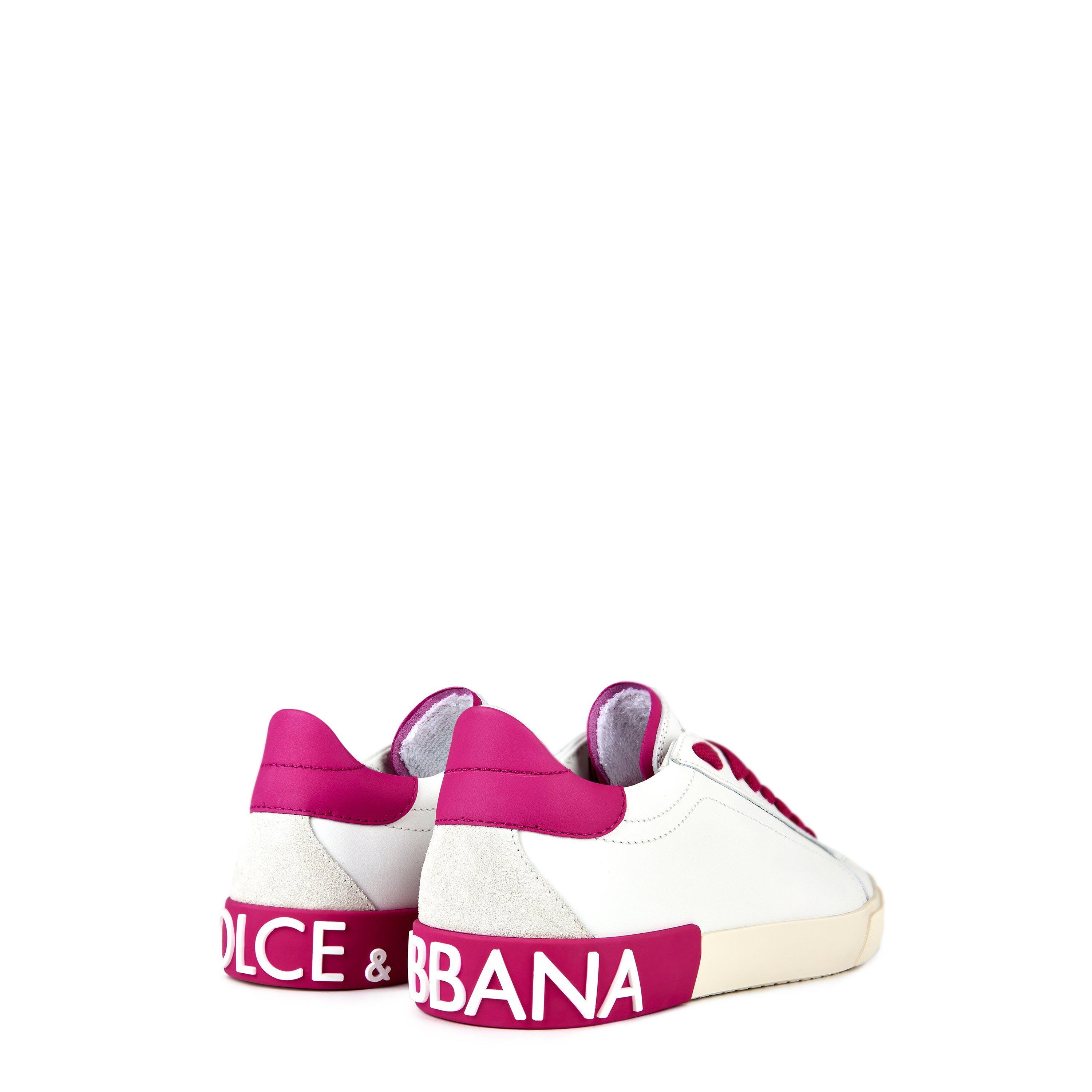 White Pink - Dolce and Gabbana - Calfskin Portofino Sneakers - 5