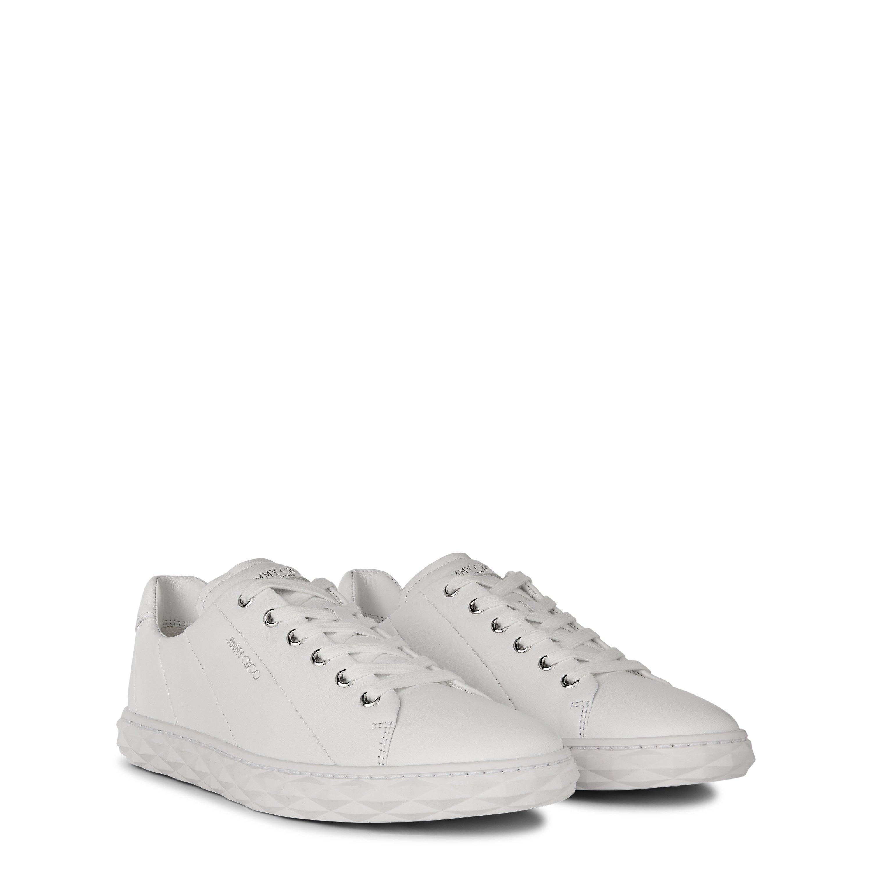 White - Jimmy Choo - Women's Diamond Light Leather Trainers - 4