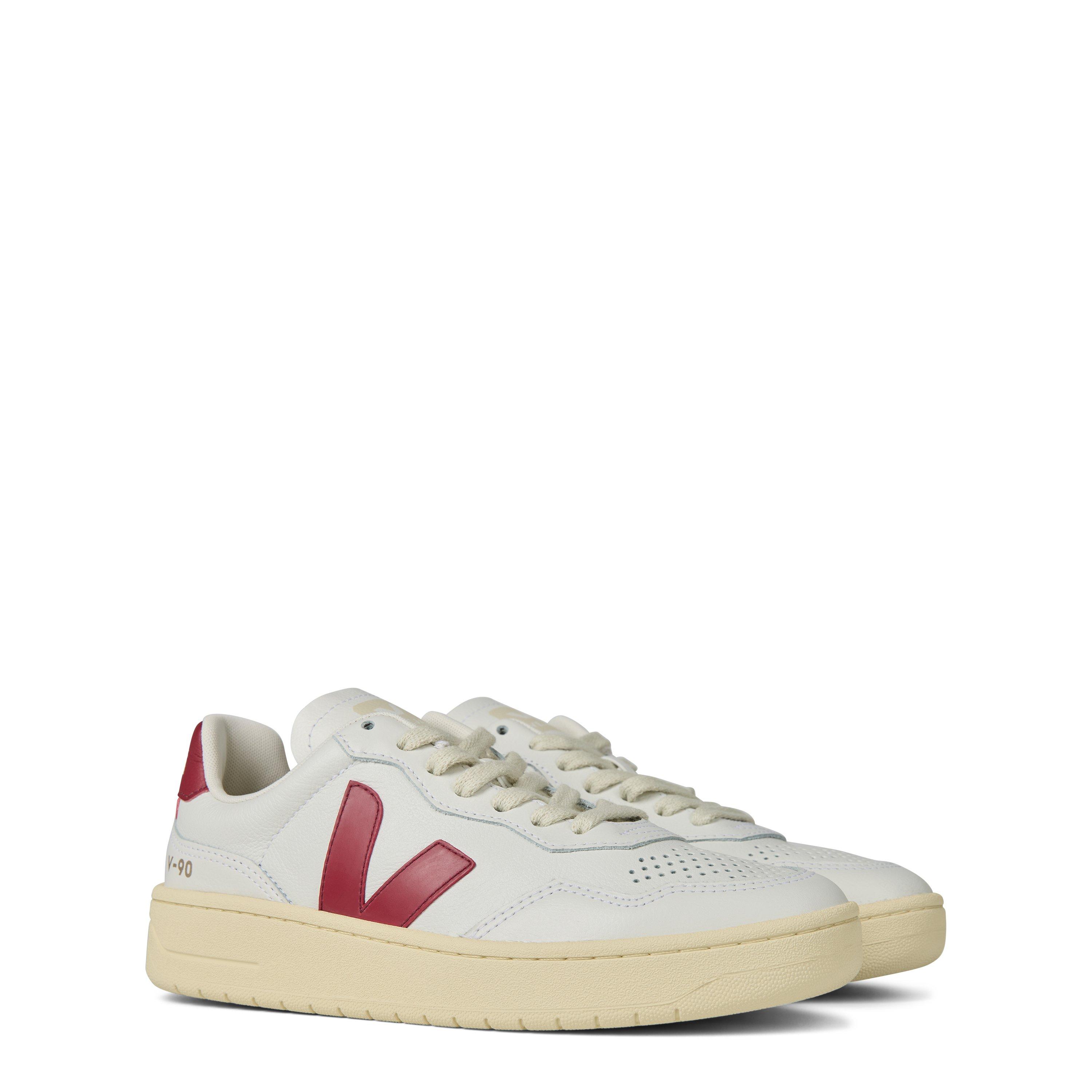 White/Marsala - Veja - Women's V90 Low-Top Trainers - 4
