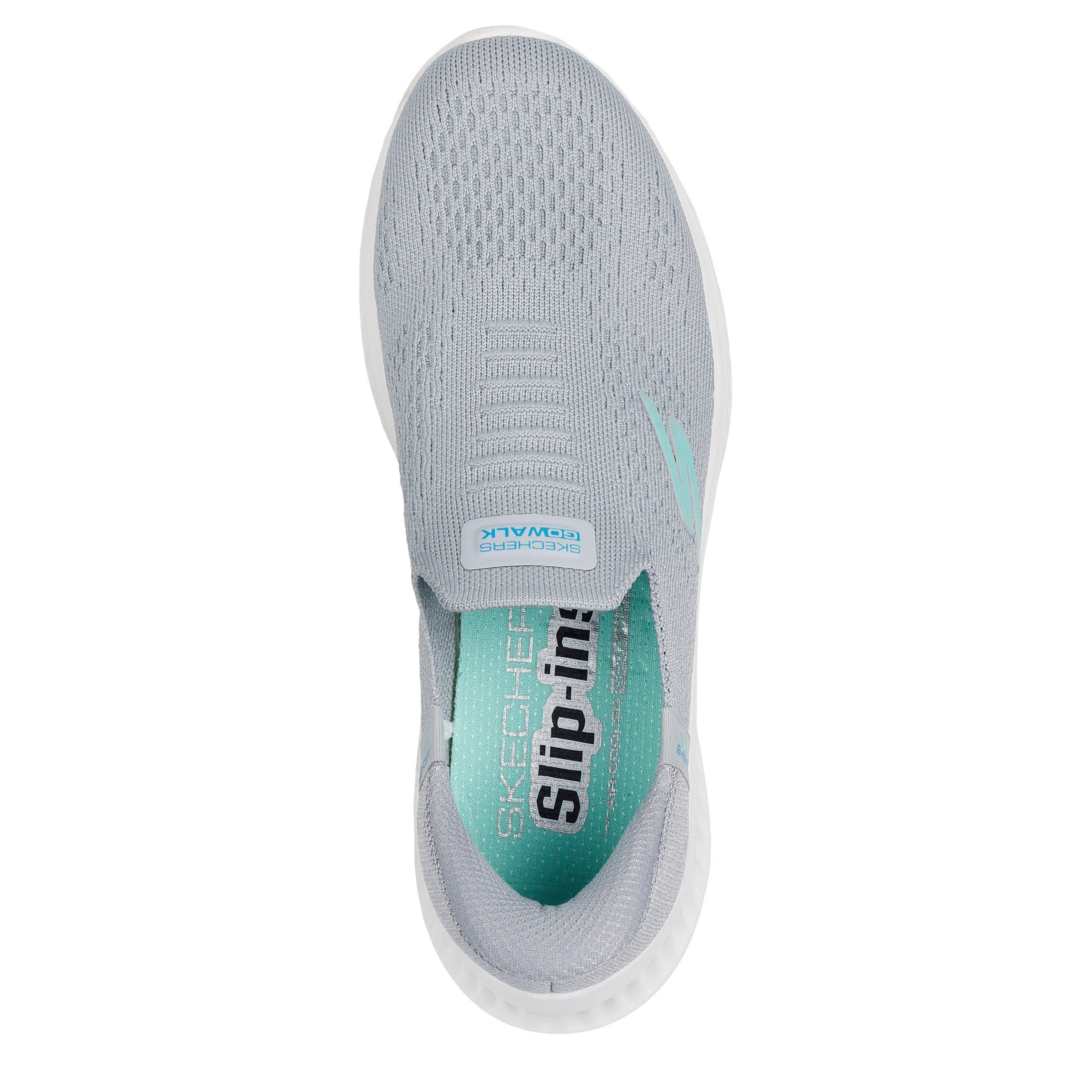 GREY/AQUA - Skechers - Women's Go Walk Now Slip On Trainers - 5