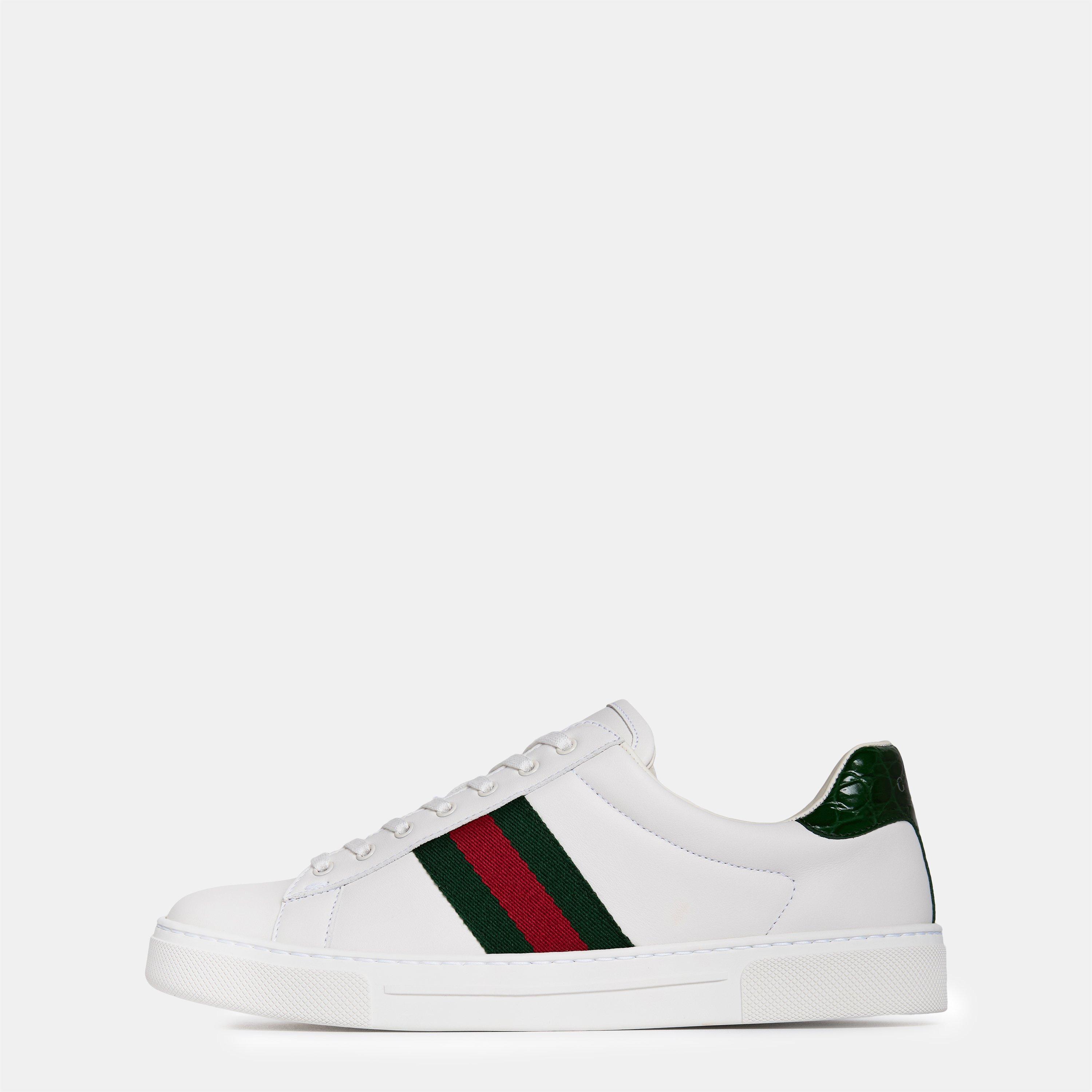 White - Gucci - Women's Ace Web Canvas Trainers - 3