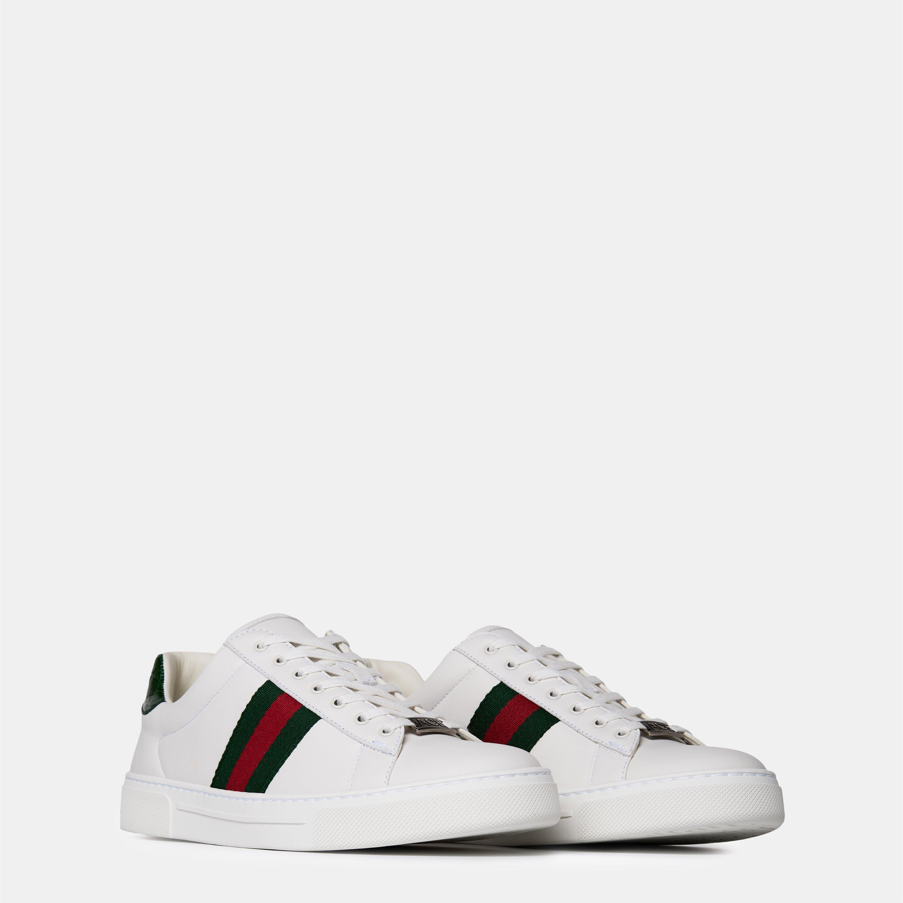 White - Gucci - Women's Ace Web Canvas Trainers - 4