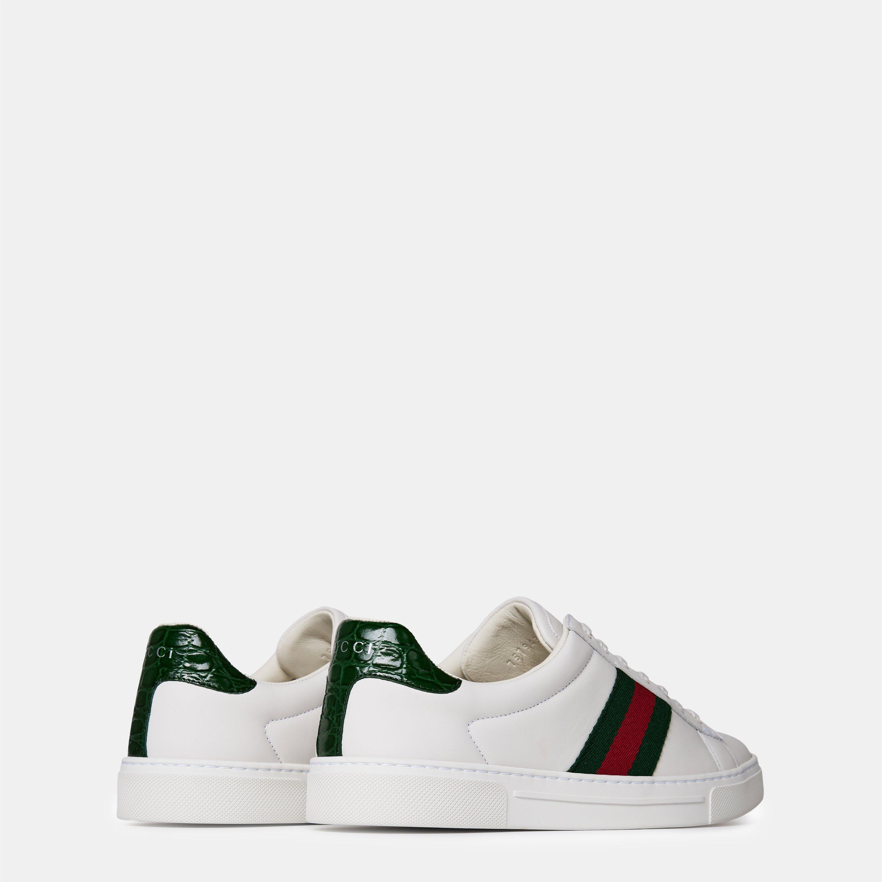 White - Gucci - Women's Ace Web Canvas Trainers - 5