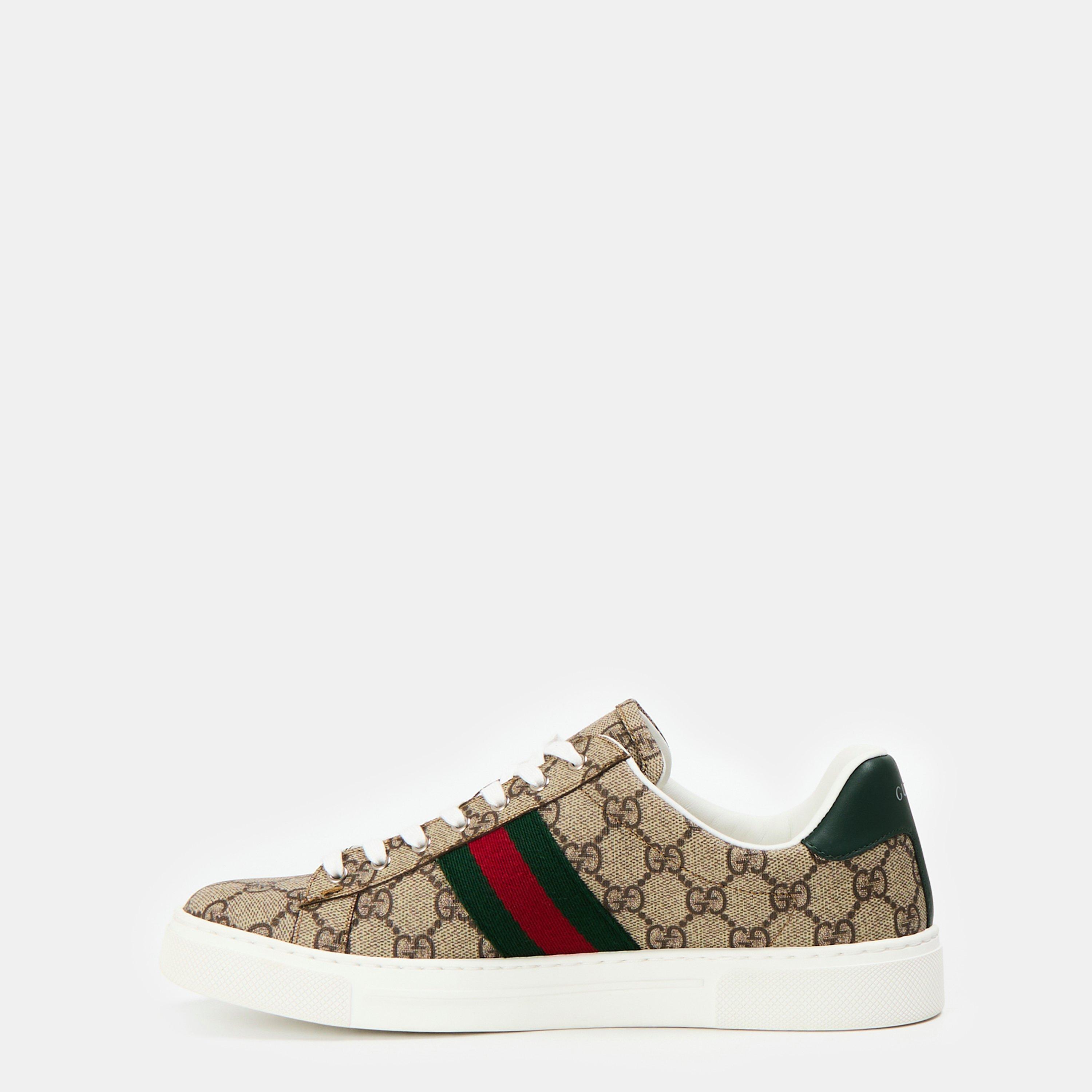 Beige Ebony - Gucci - Women's Ace Web Canvas Trainers - 2