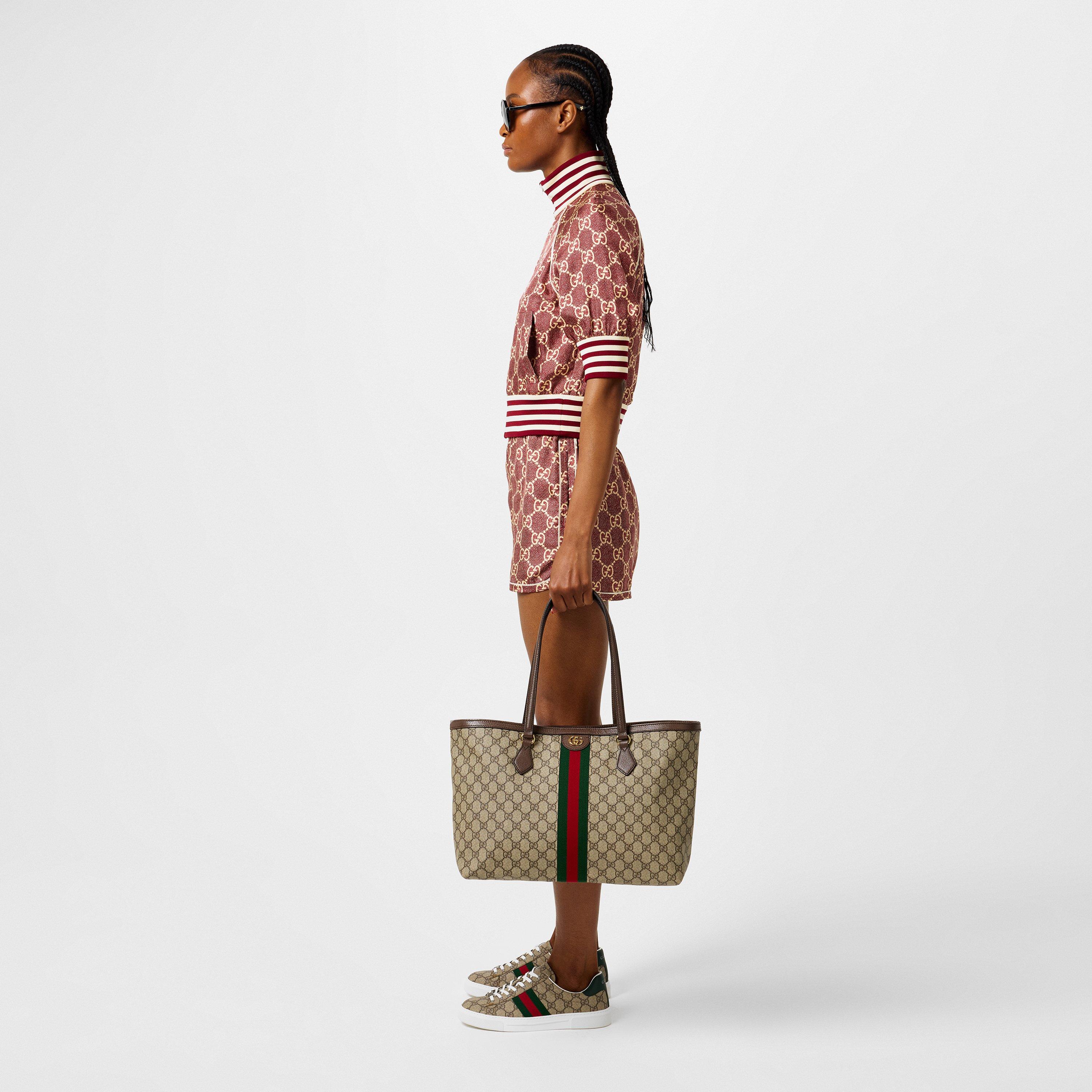 Beige Ebony - Gucci - Women's Ace Web Canvas Trainers - 8