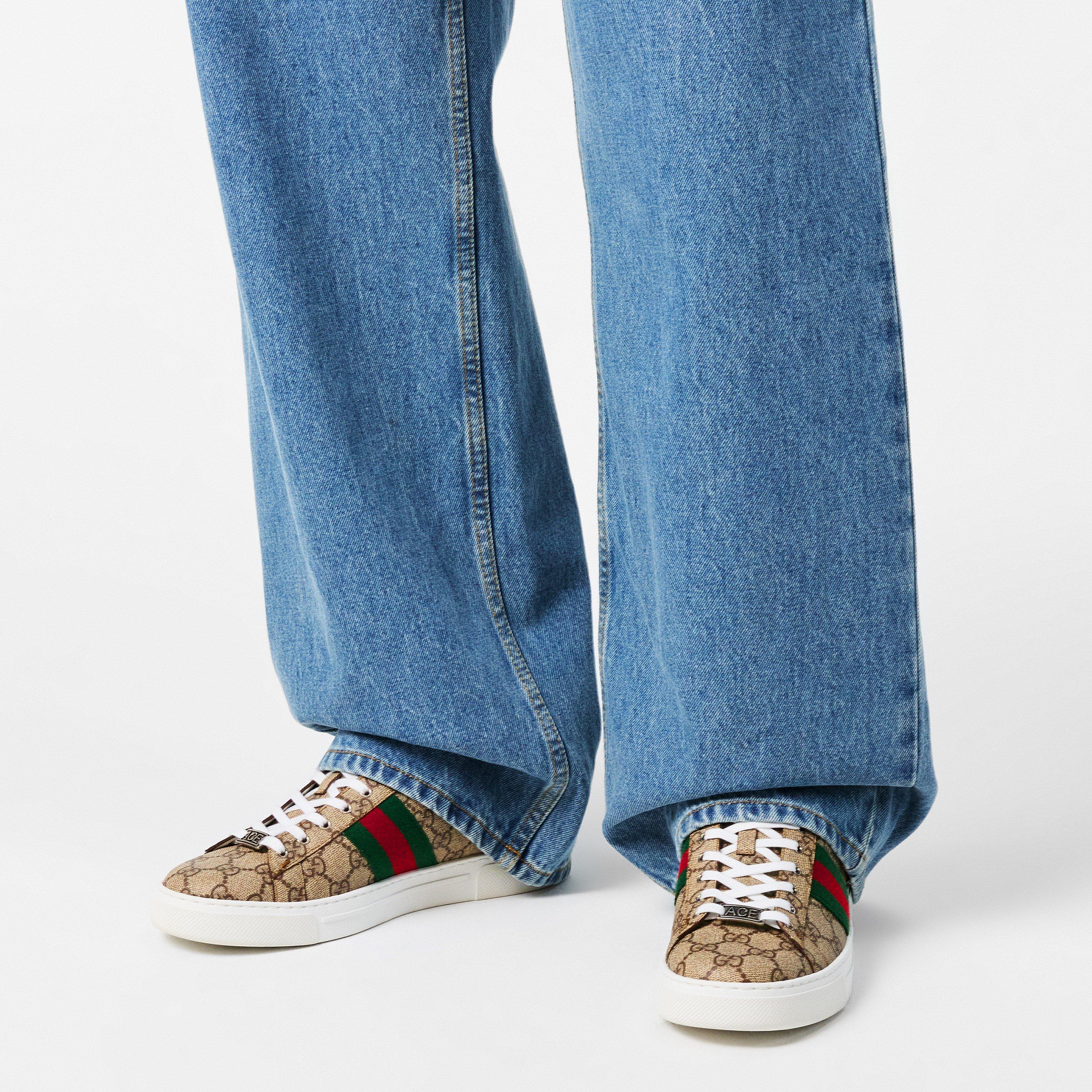 Beige Ebony - Gucci - Women's Ace Web Canvas Trainers - 3