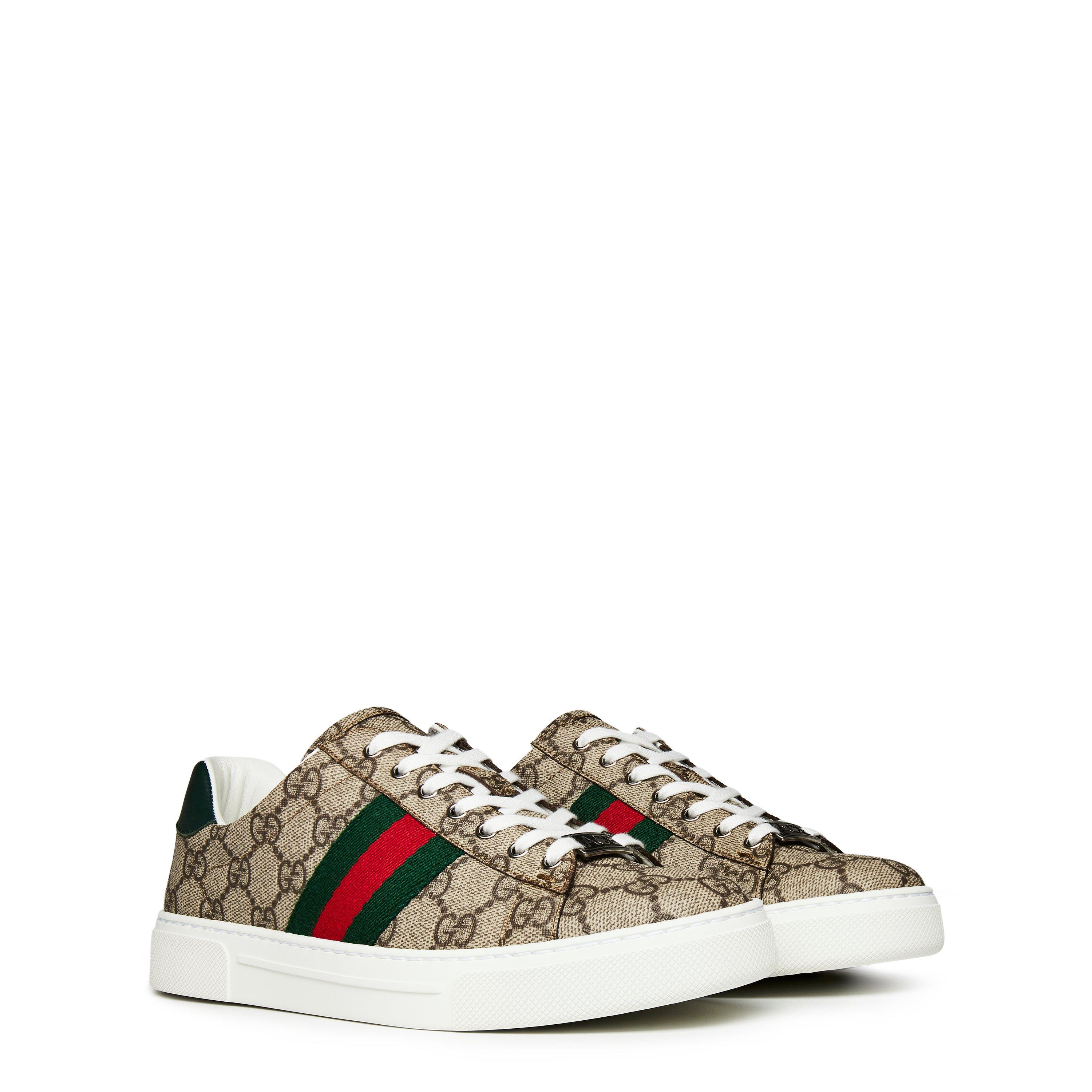 Beige Ebony - Gucci - Women's Ace Web Canvas Trainers - 4