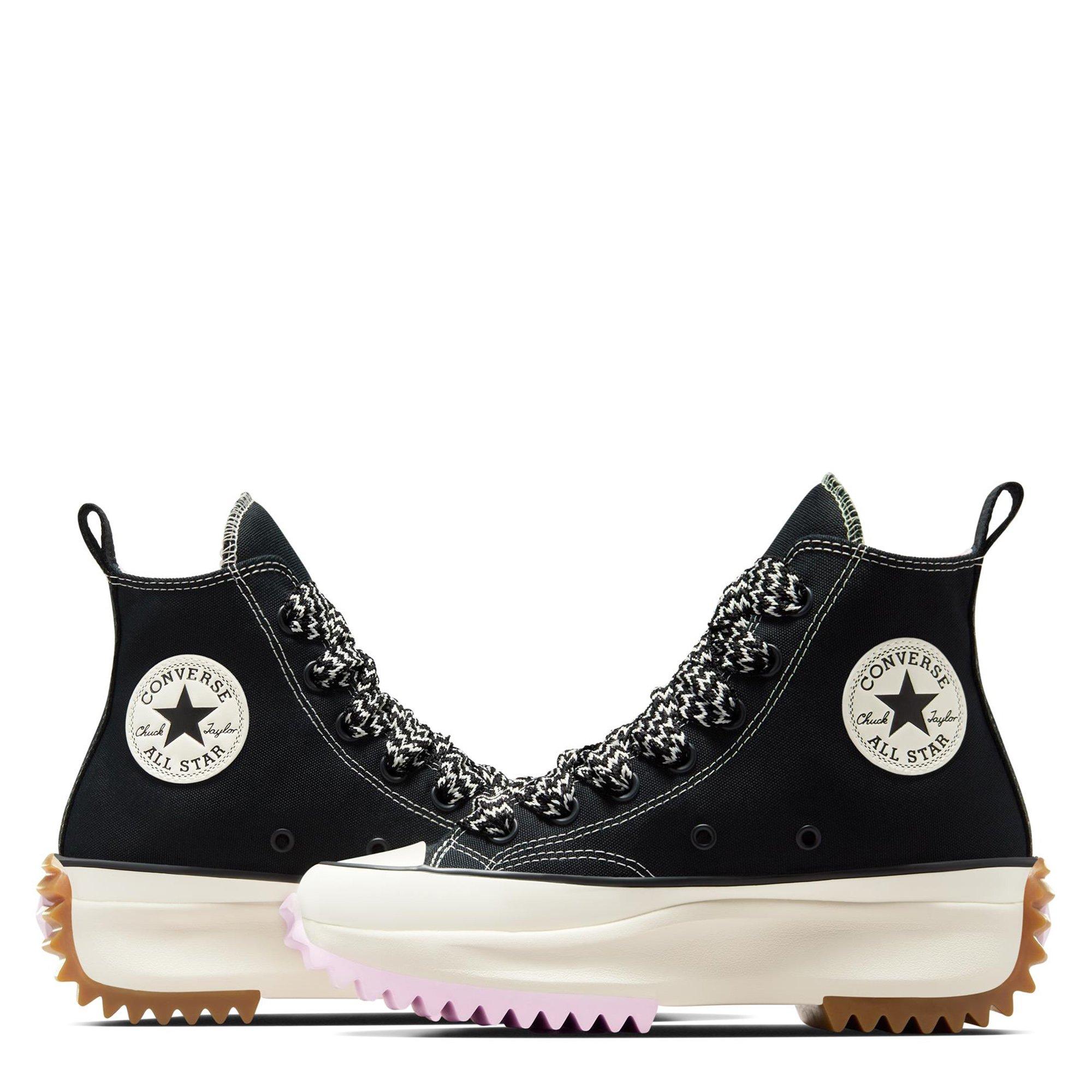 Blk/PinkFm/Egrt - Converse - Run Star Hike Platform Canvas 90S Trainers Womens - 6
