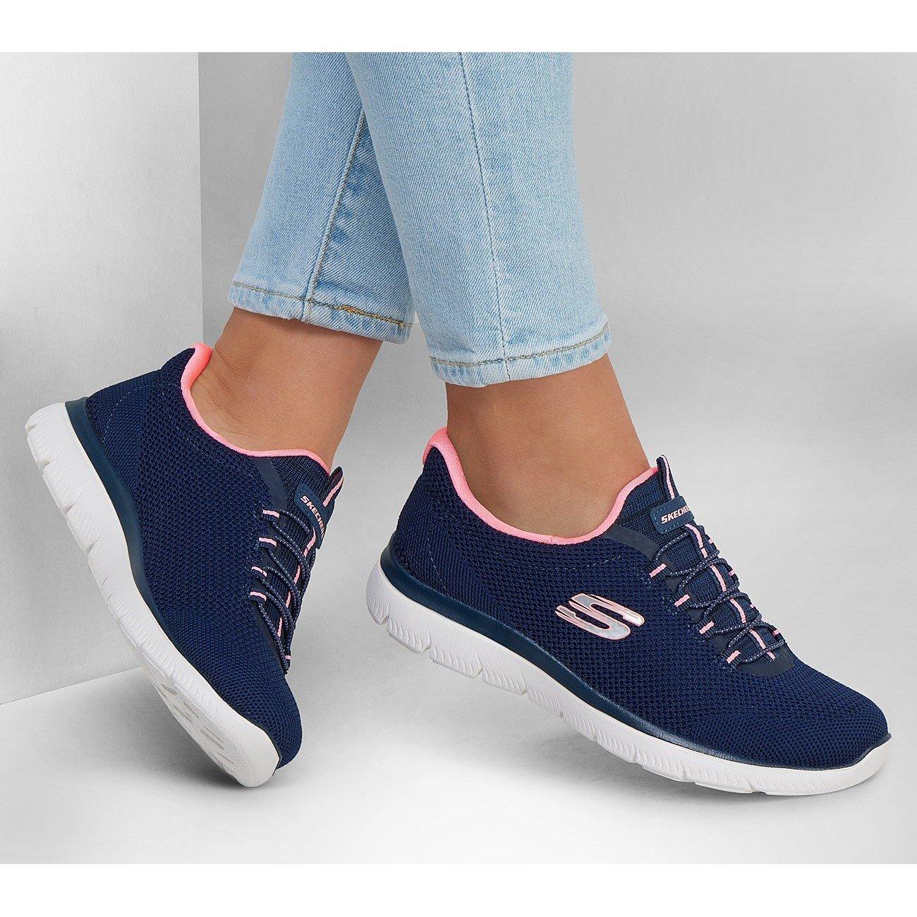 Navy/Pink - Skechers - Sport Summits Womens Slip On Trainers - 6