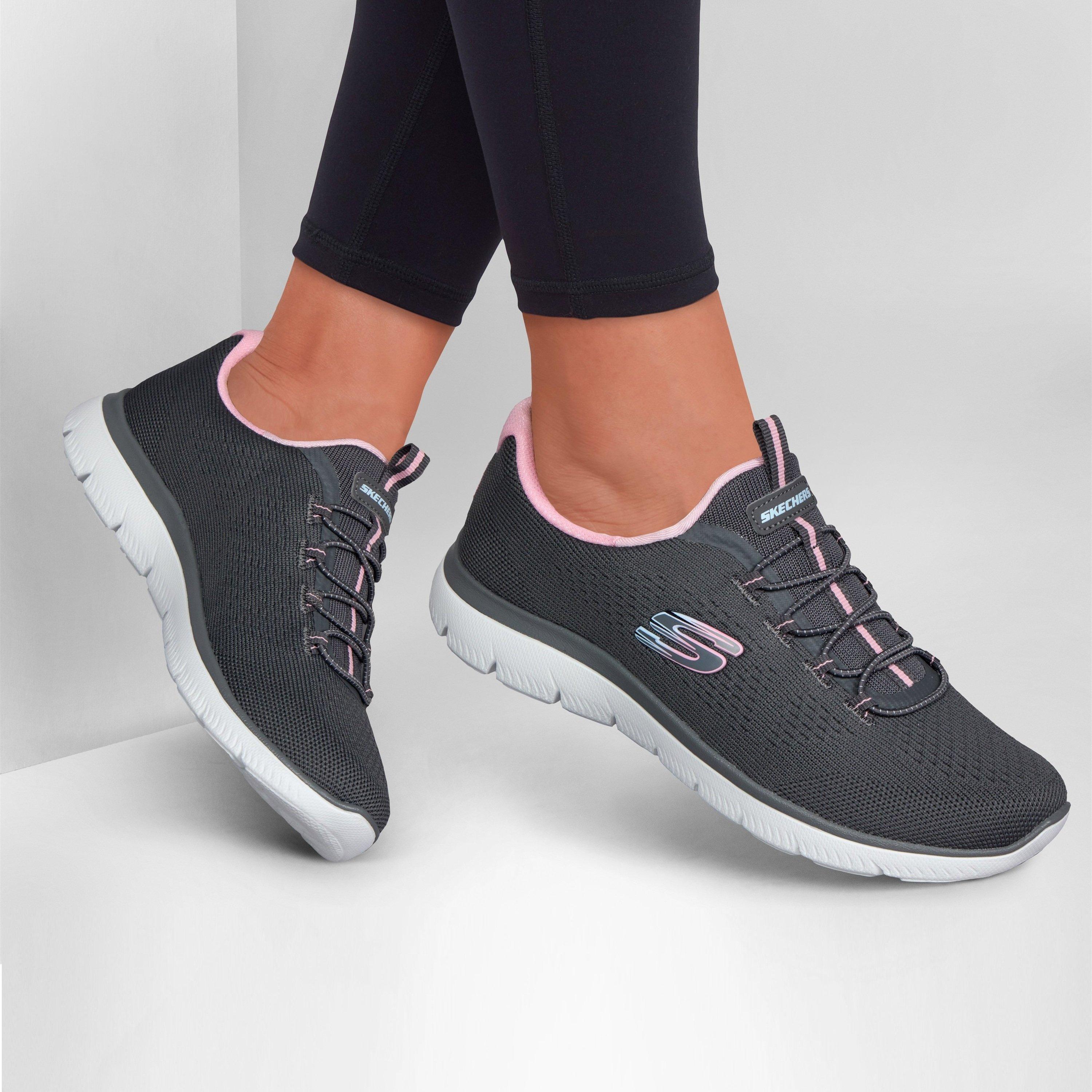 CHAR/PINK - Skechers - Summits - Radiant Flow Womens Shoes - 3