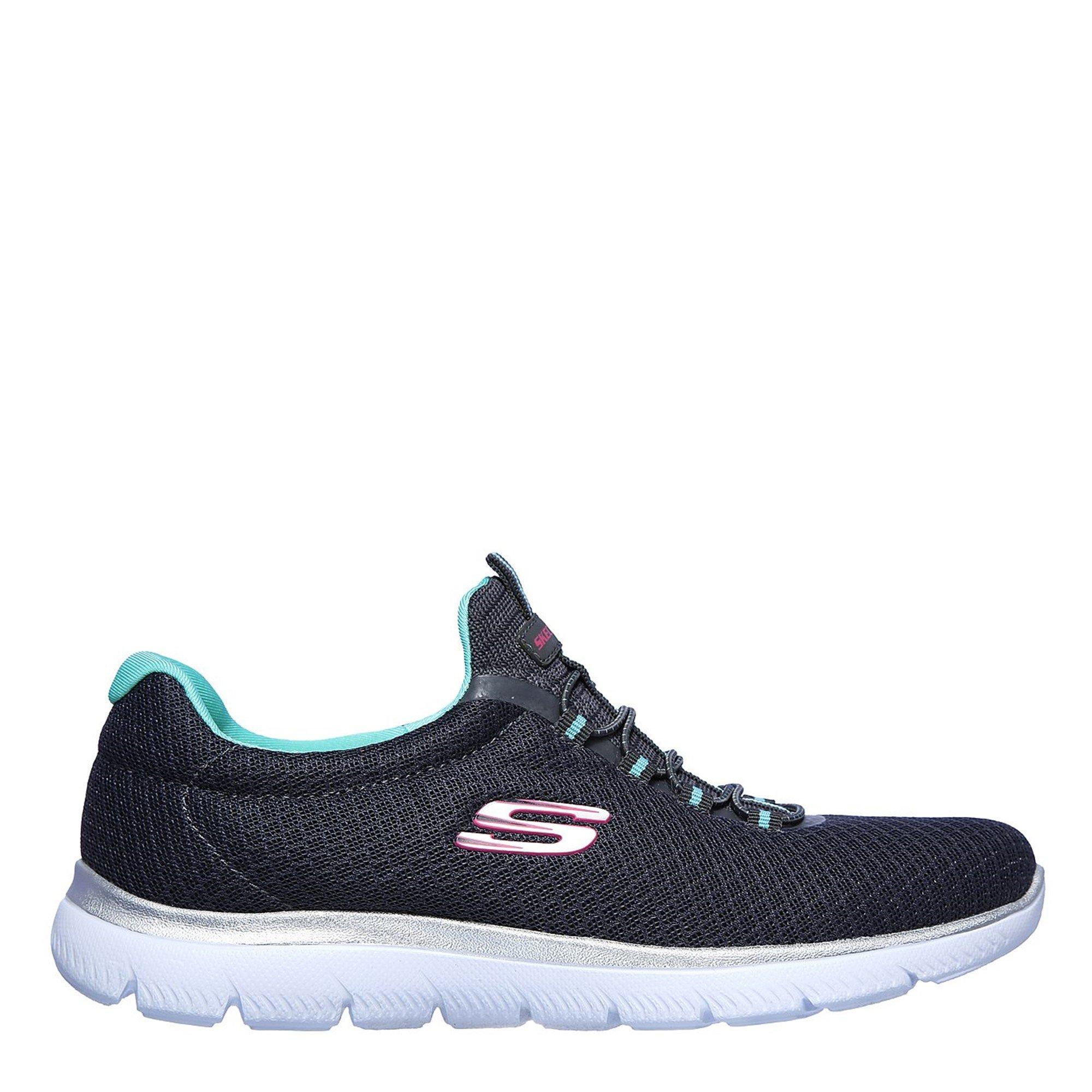 CHARCOAL/GREEN - Skechers - Sport Summit Womens Slip On Trainers - 3