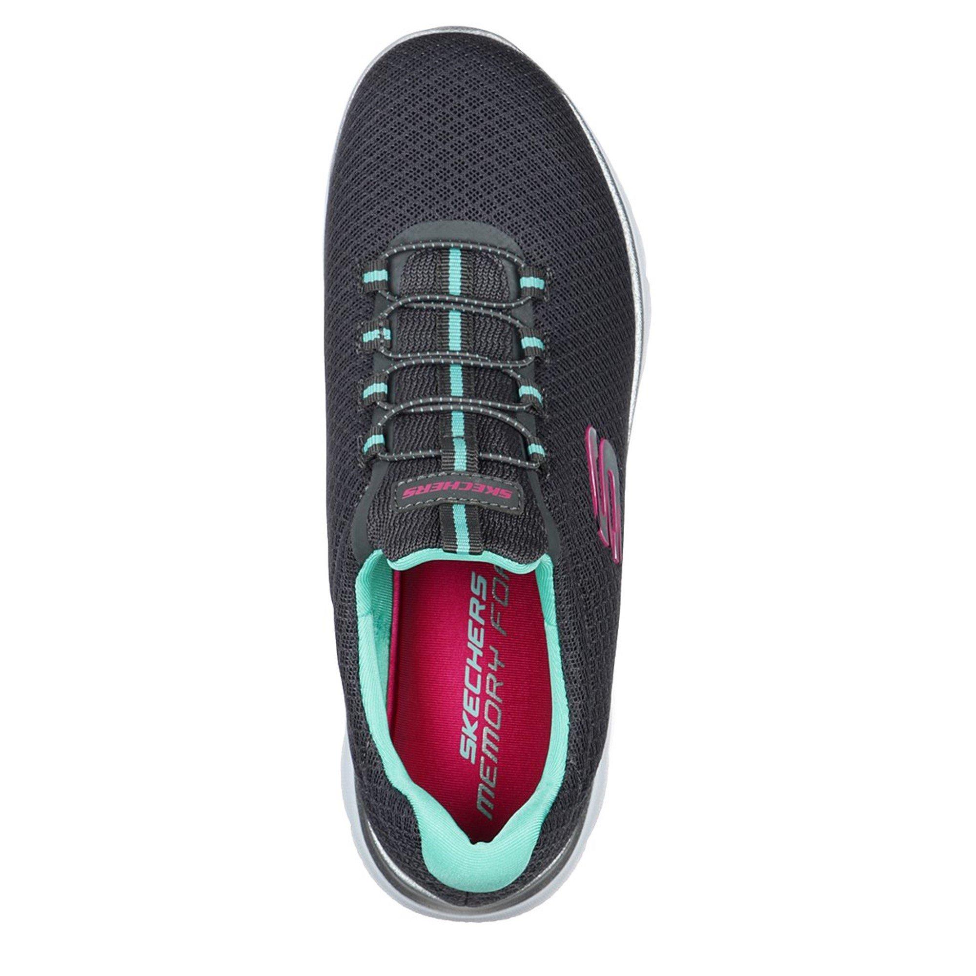 CHARCOAL/GREEN - Skechers - Sport Summit Womens Slip On Trainers - 5