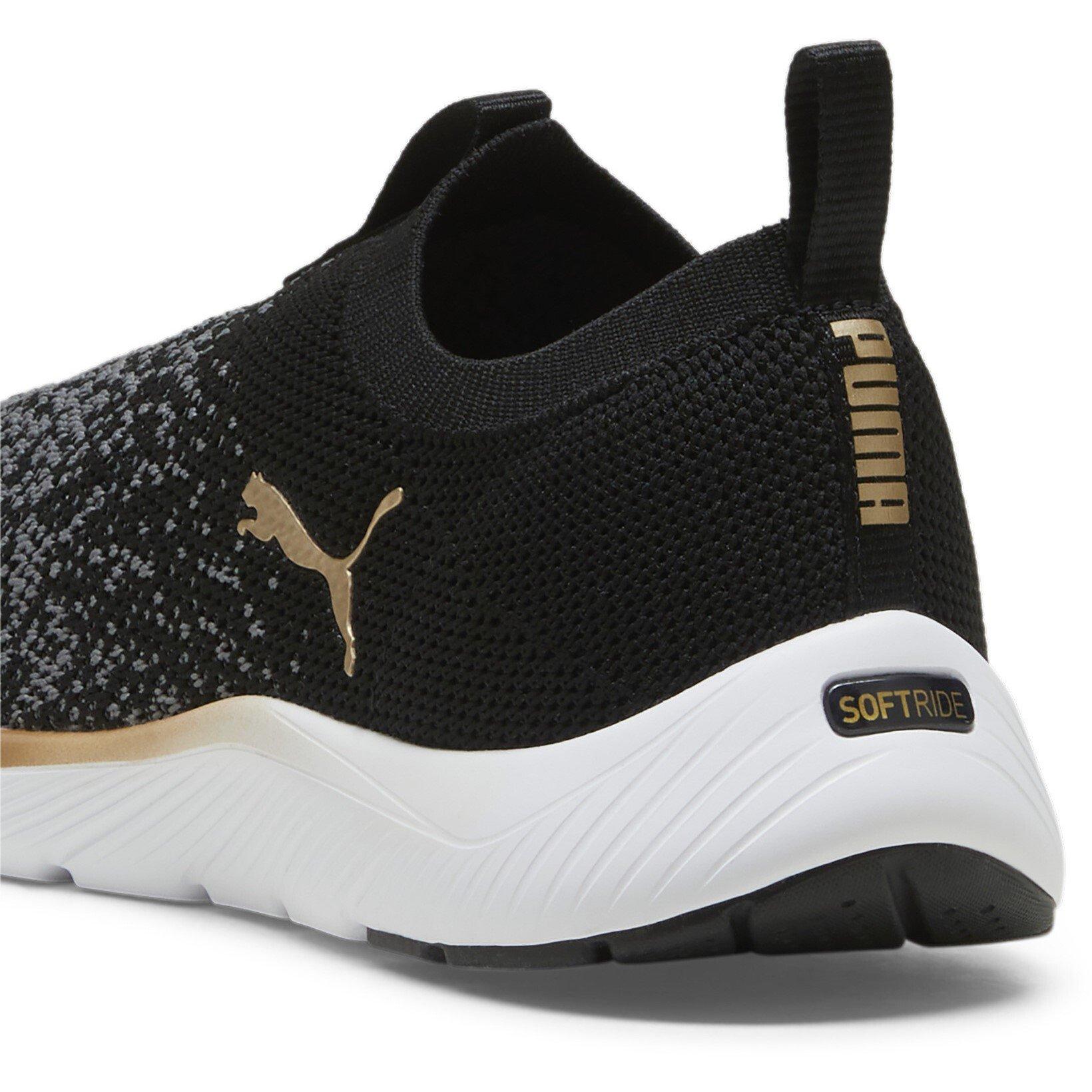 Preto/Branco/Dourado - Puma - Softride Remi Slip-On Knitted Runners - 5