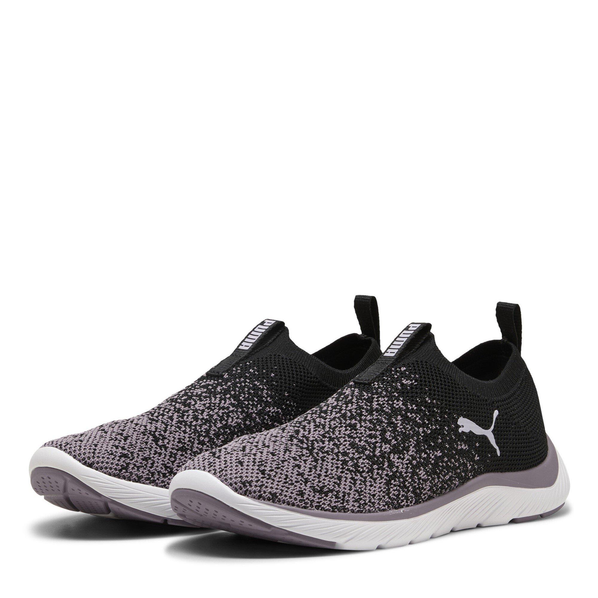 Black/Wht/Plum - Puma - Womens Softride Remi Slip-On Knitted Runners - 1