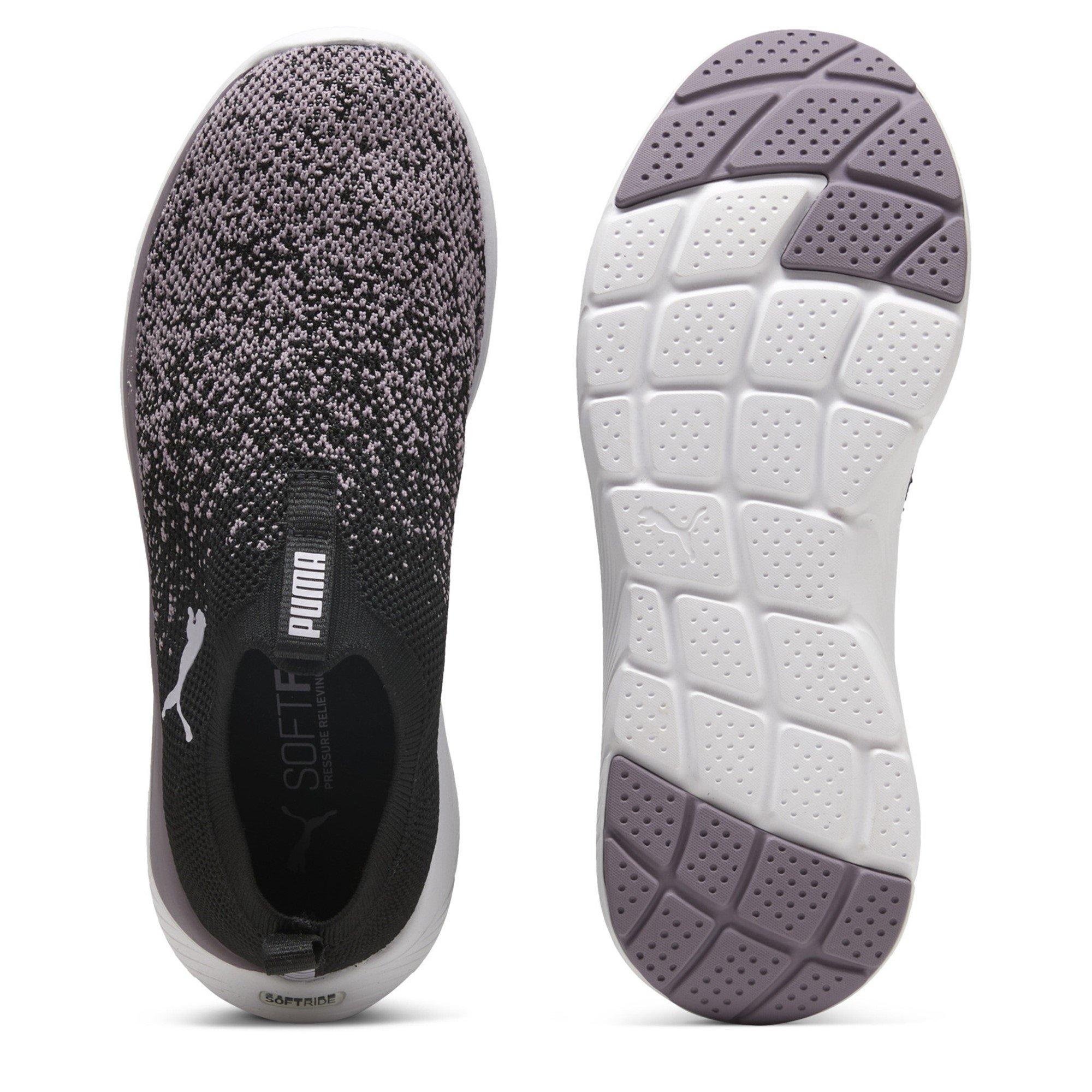 Black/Wht/Plum - Puma - Womens Softride Remi Slip-On Knitted Runners - 3