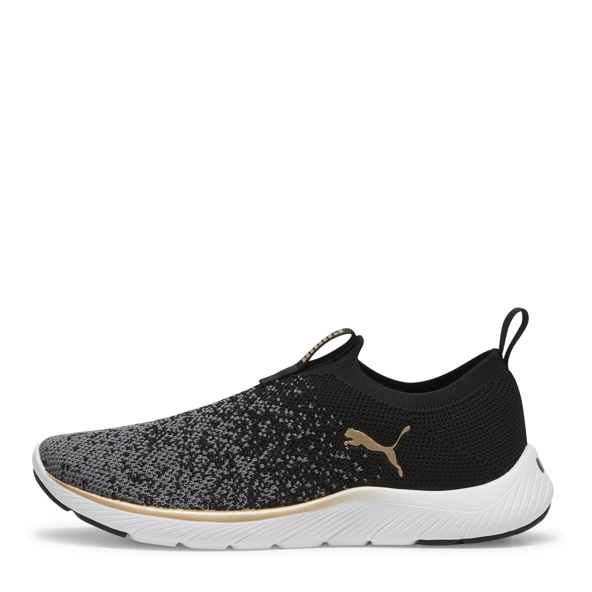 Black/Wht/Gold - Puma - Womens Softride Remi Slip-On Knitted Runners - 2