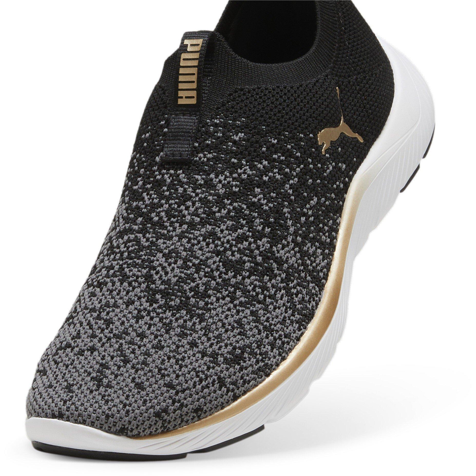 Black/Wht/Gold - Puma - Womens Softride Remi Slip-On Knitted Runners - 6