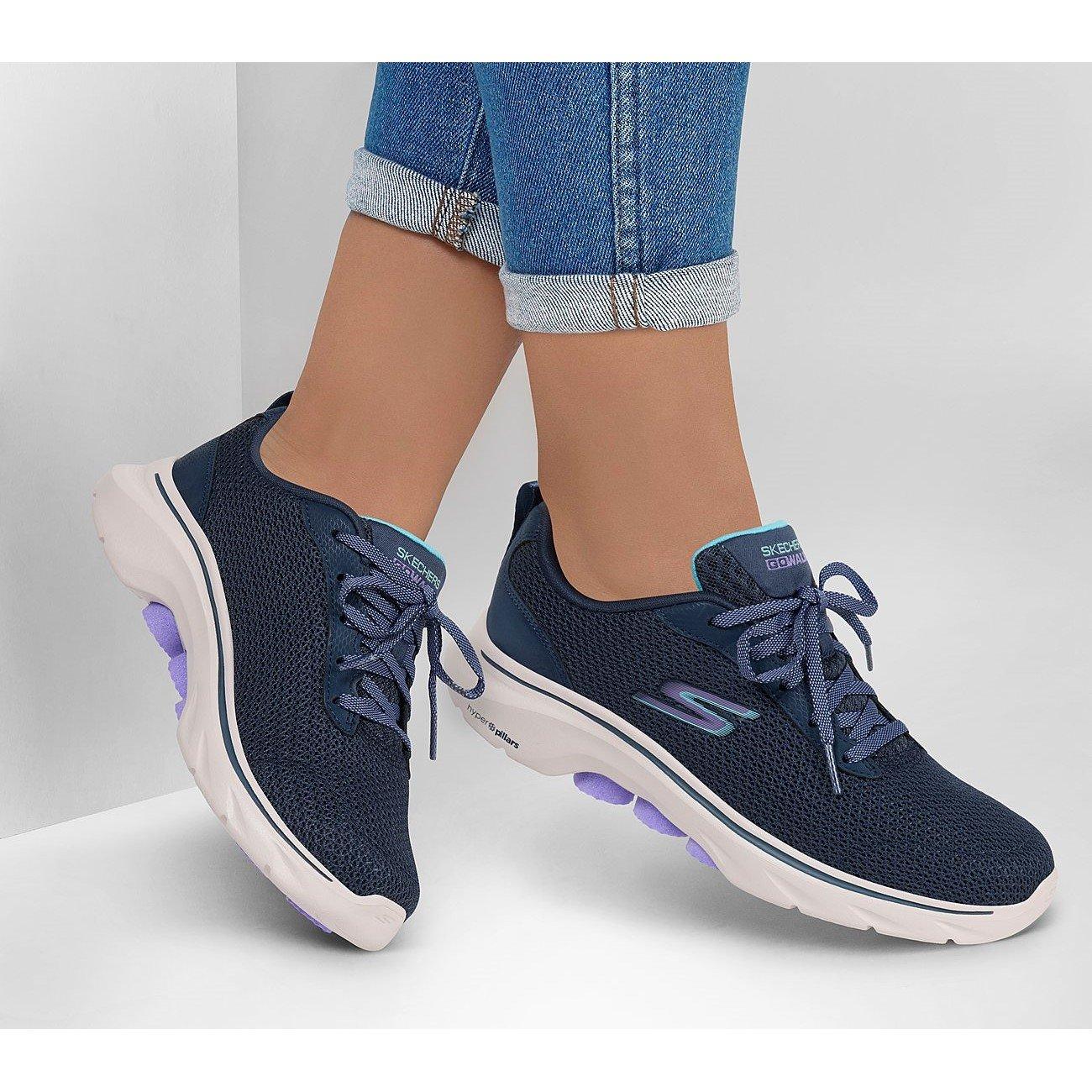 Navy/White - Skechers - Athletic Mesh Slip On Runners - 3