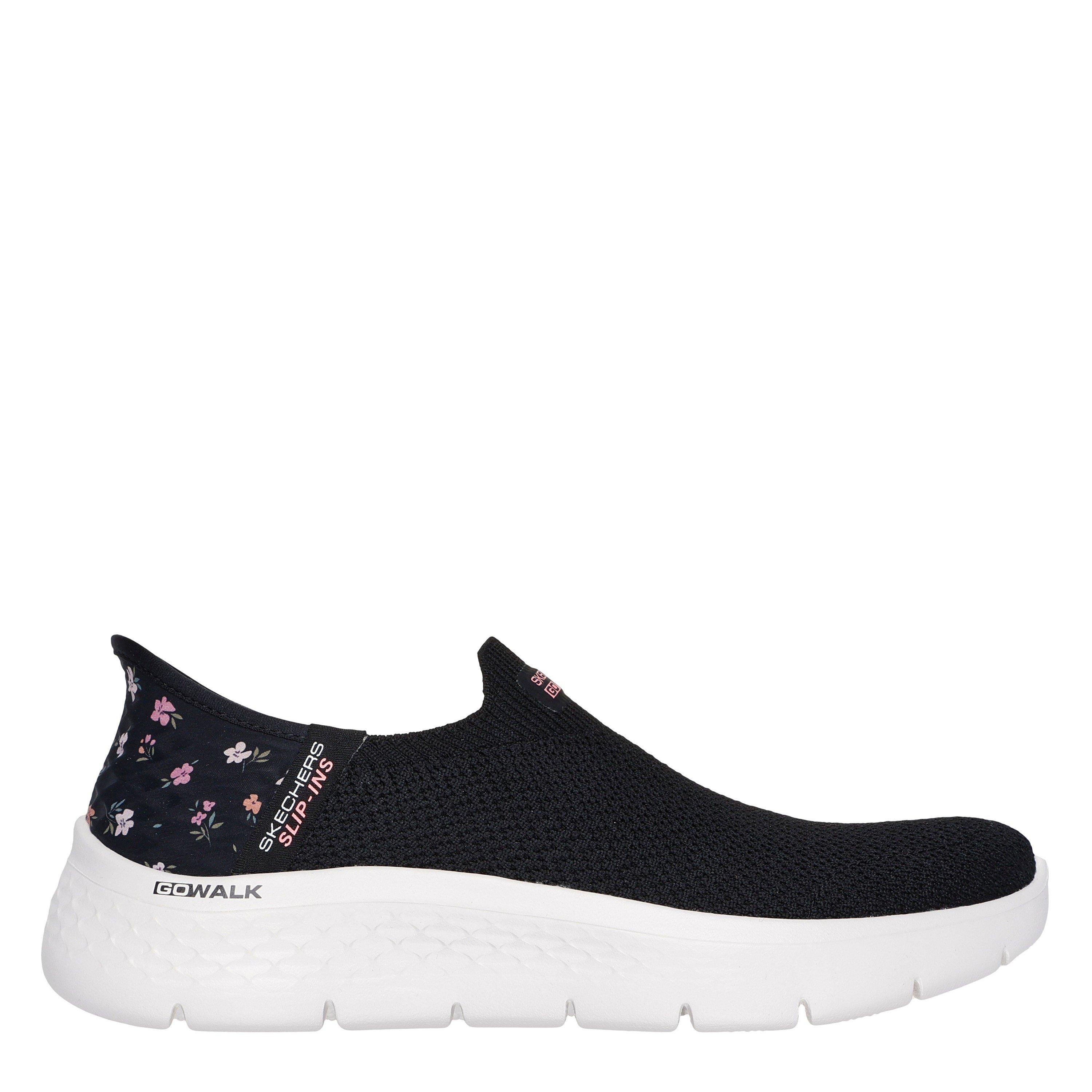 Blk/Pink Floral - Skechers - Women's Go Walk Flex Sunset Rose Slip-On Runners - 1