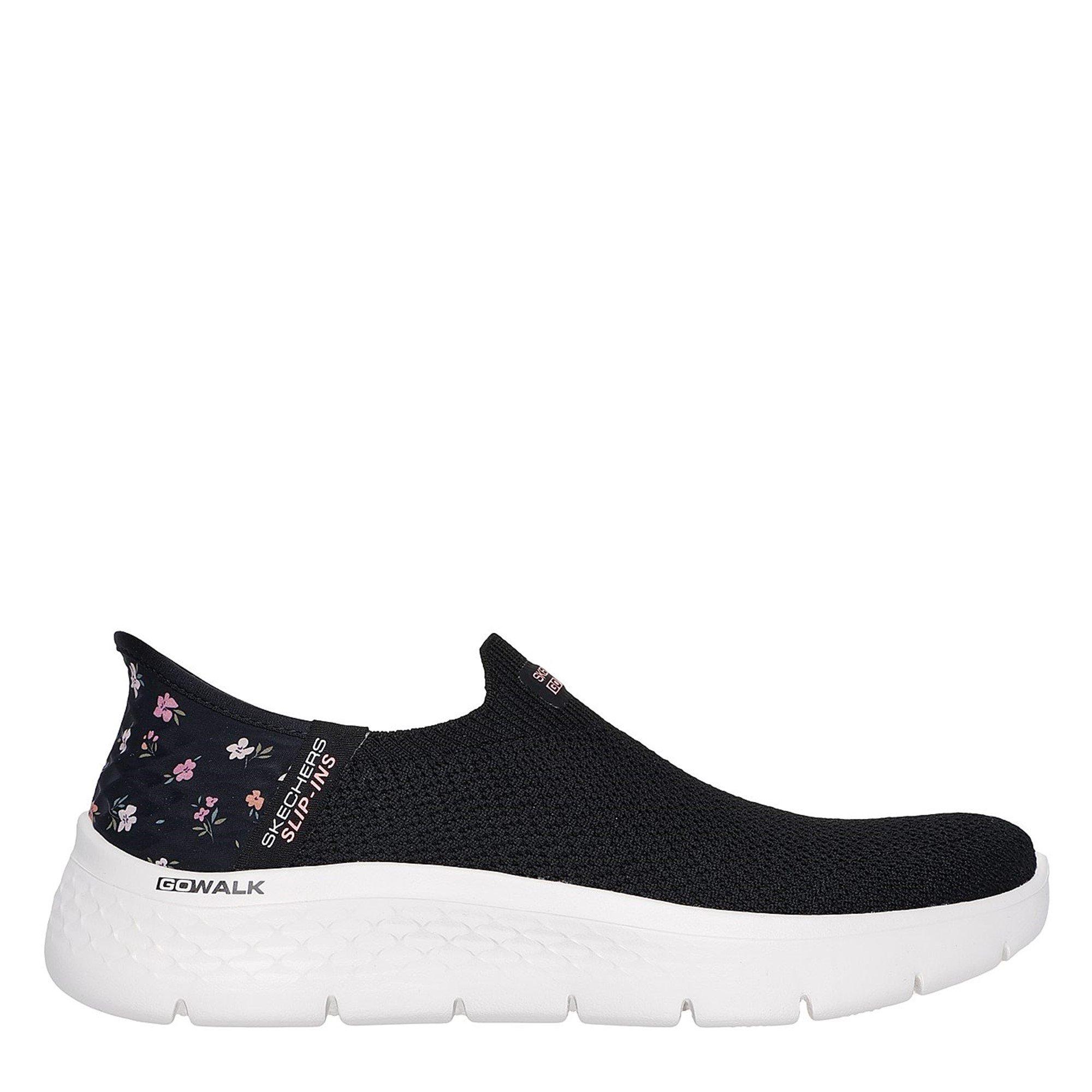 Blk/Pink Floral - Skechers - Go Walk Flex Sunset Rose Slip-On Runners - 3