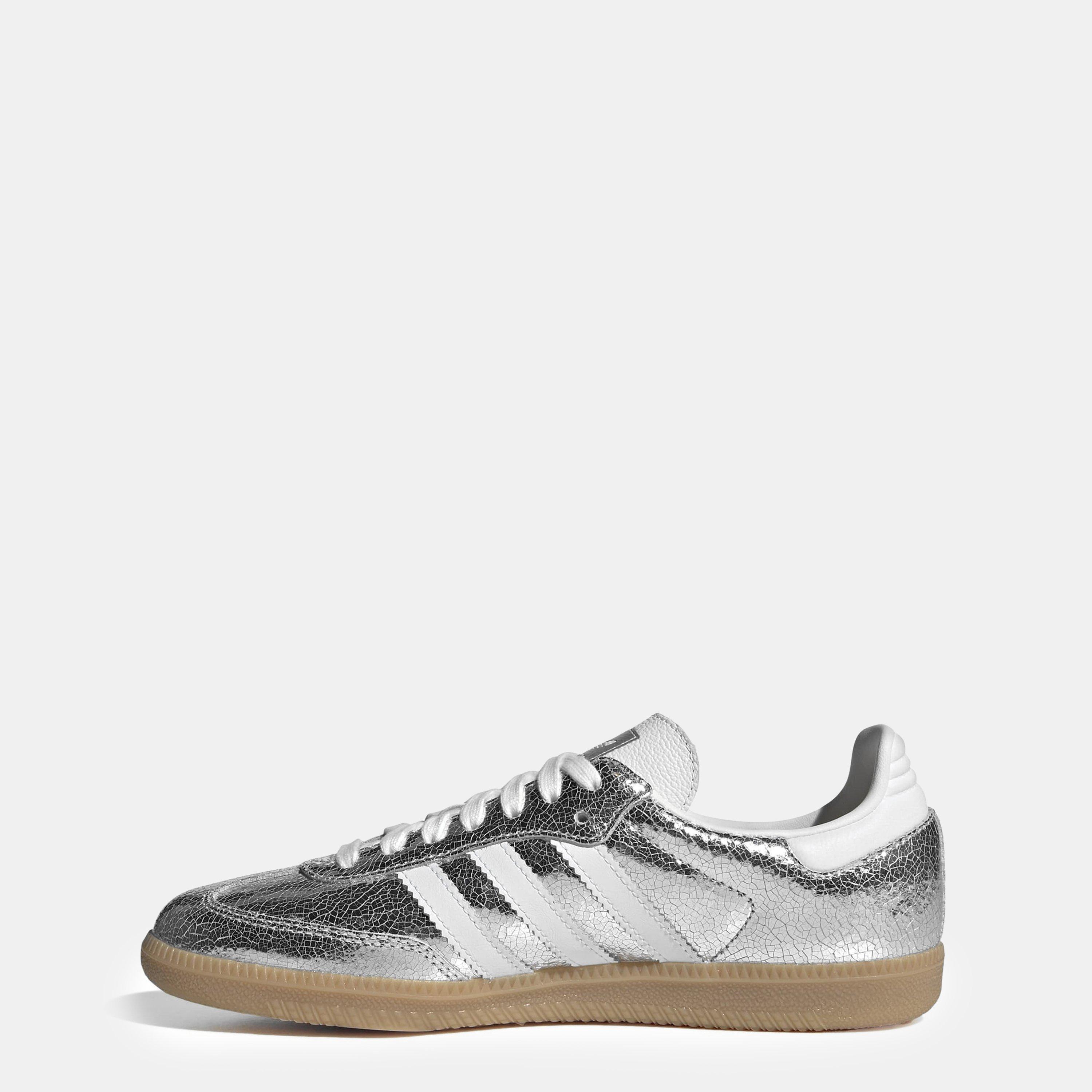 Silver/White - adidas Originals - Samba Og Crackled Trainers - 2