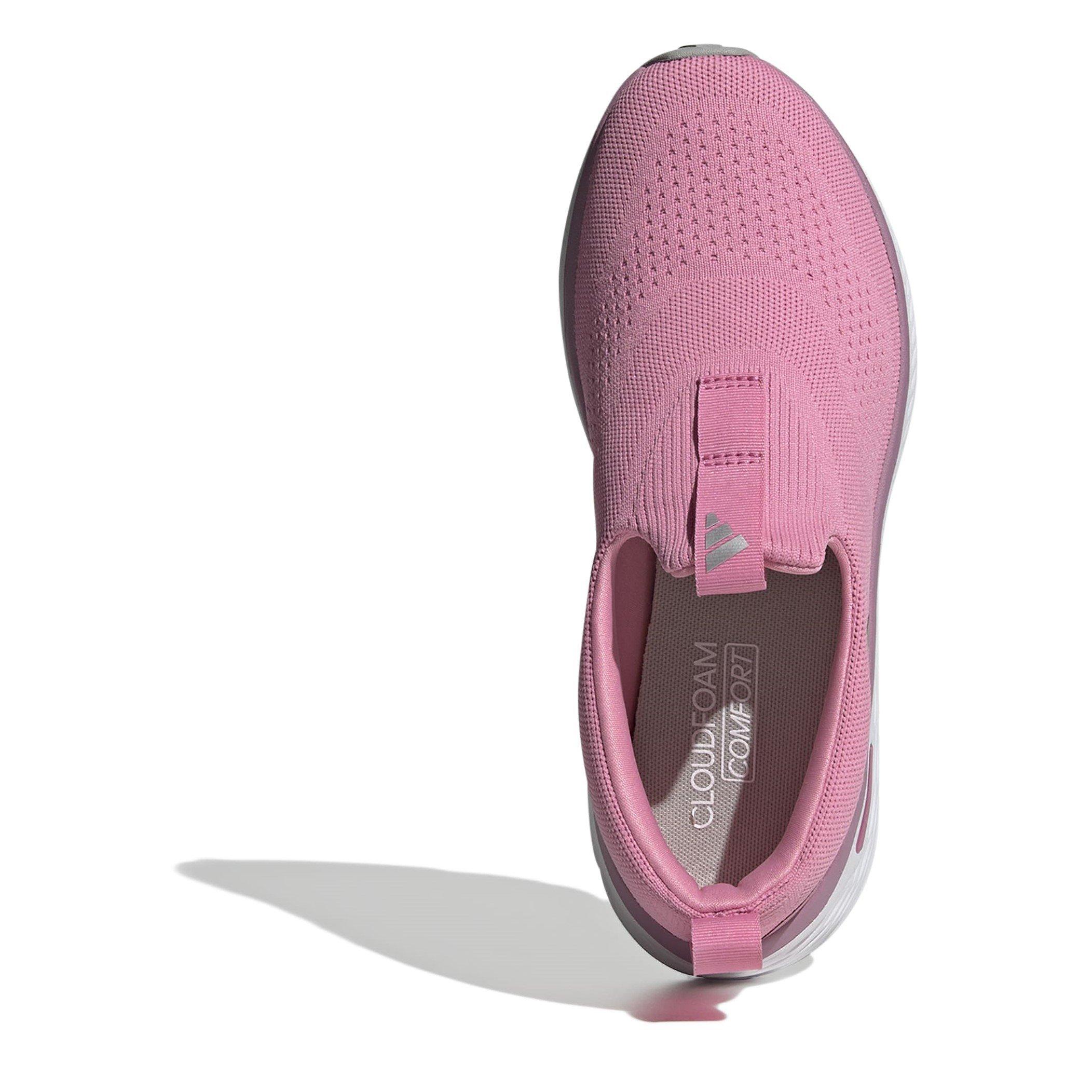 Pink/Silver - adidas - Cloudfoam Go Lounger Slip On Runners Womens - 5