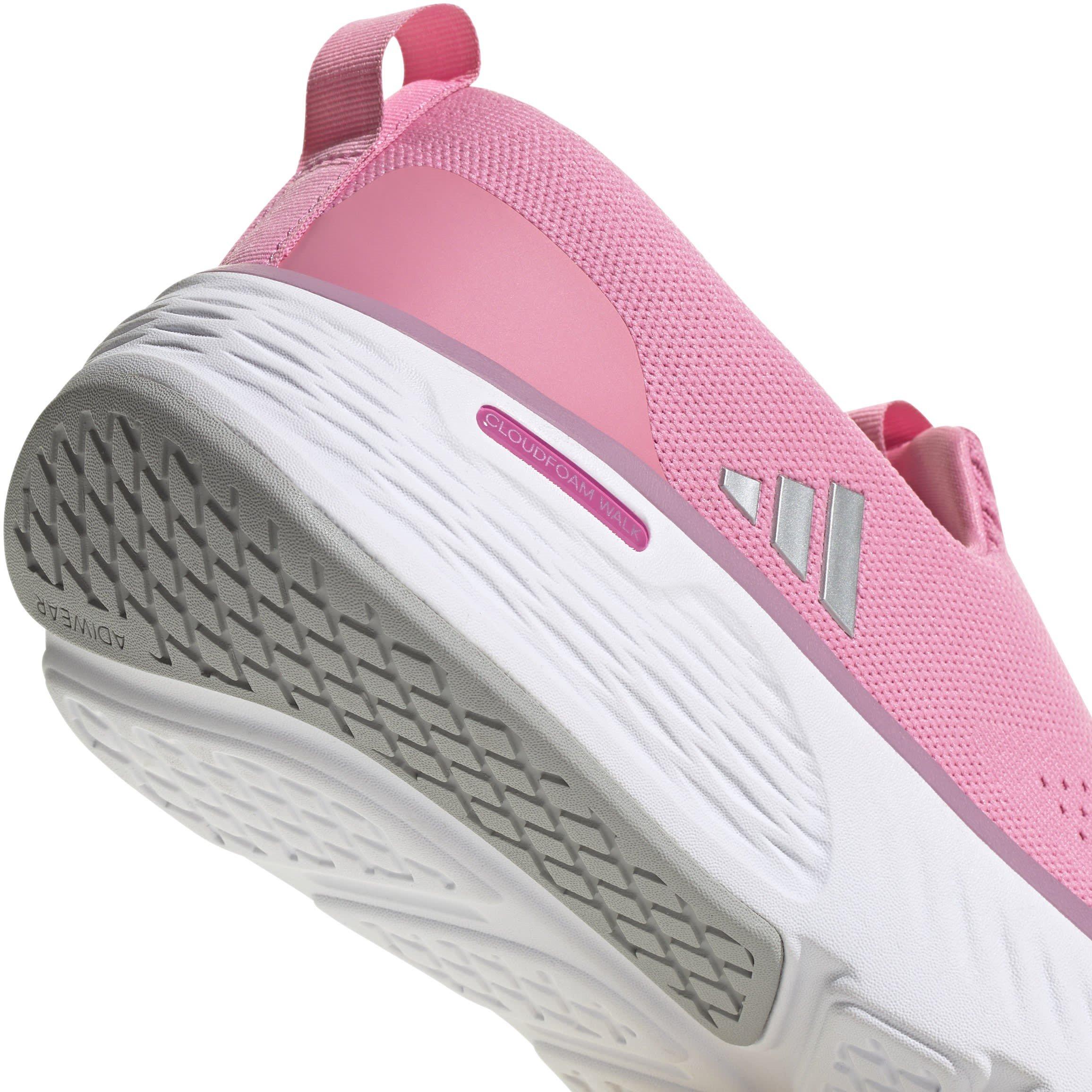 Pink/Silver - adidas - Cloudfoam Go Lounger Slip On Runners Womens - 8