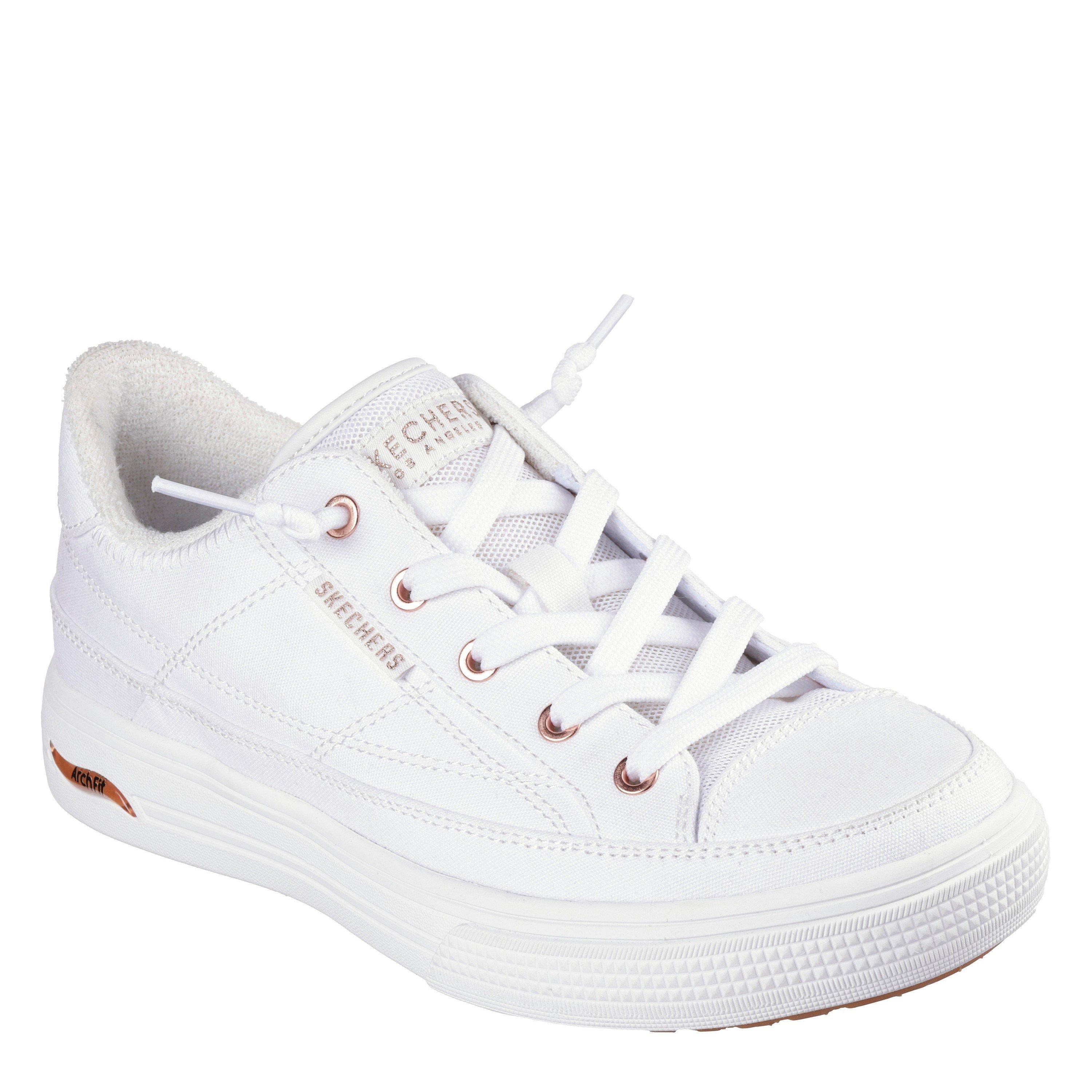 Blanc - Skechers - Arch Fit Arcade-Meet Ya There Canvas Trainers Womens - 1