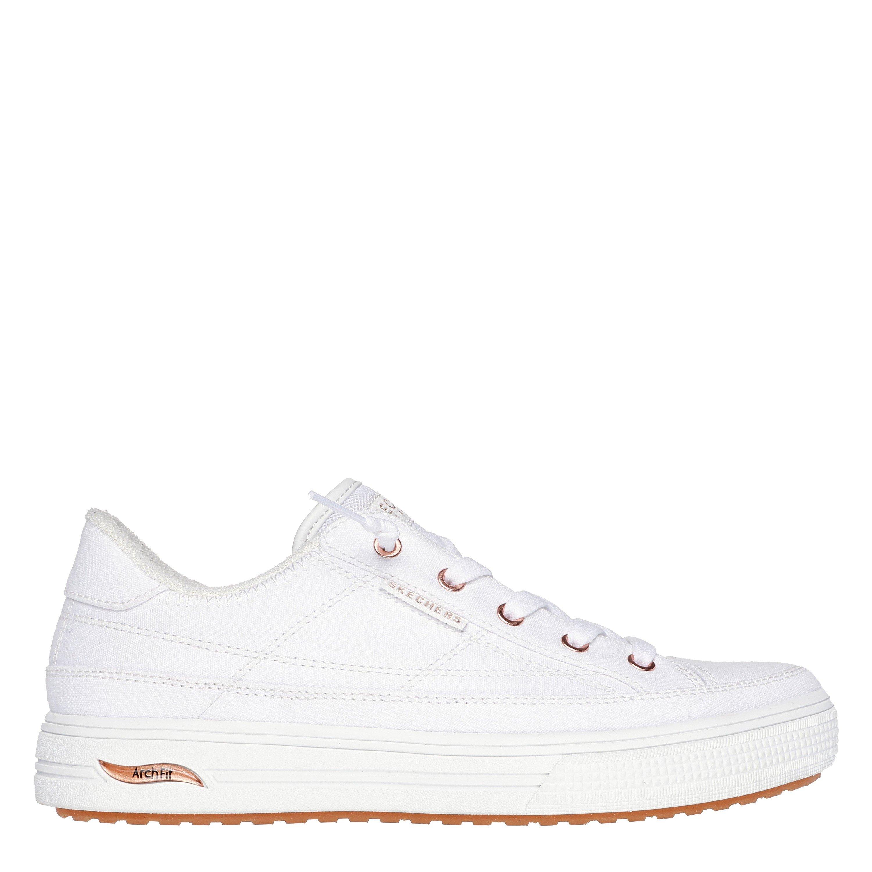 Skechers Women's Arch Fit Arcade-Meet Ya There Canvas Trainers - White - 6.5 (39.5)